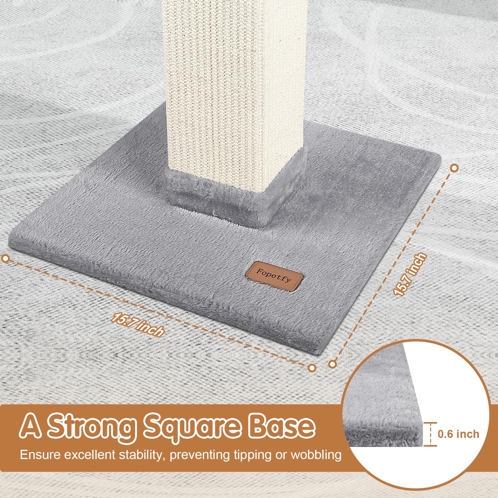 Fopetfy Cat Scratching Post 33 Inch For Indoor Cats, High Cat Scratch Post Grey, Cat Tree For Full-Body Stretching, Protect Your