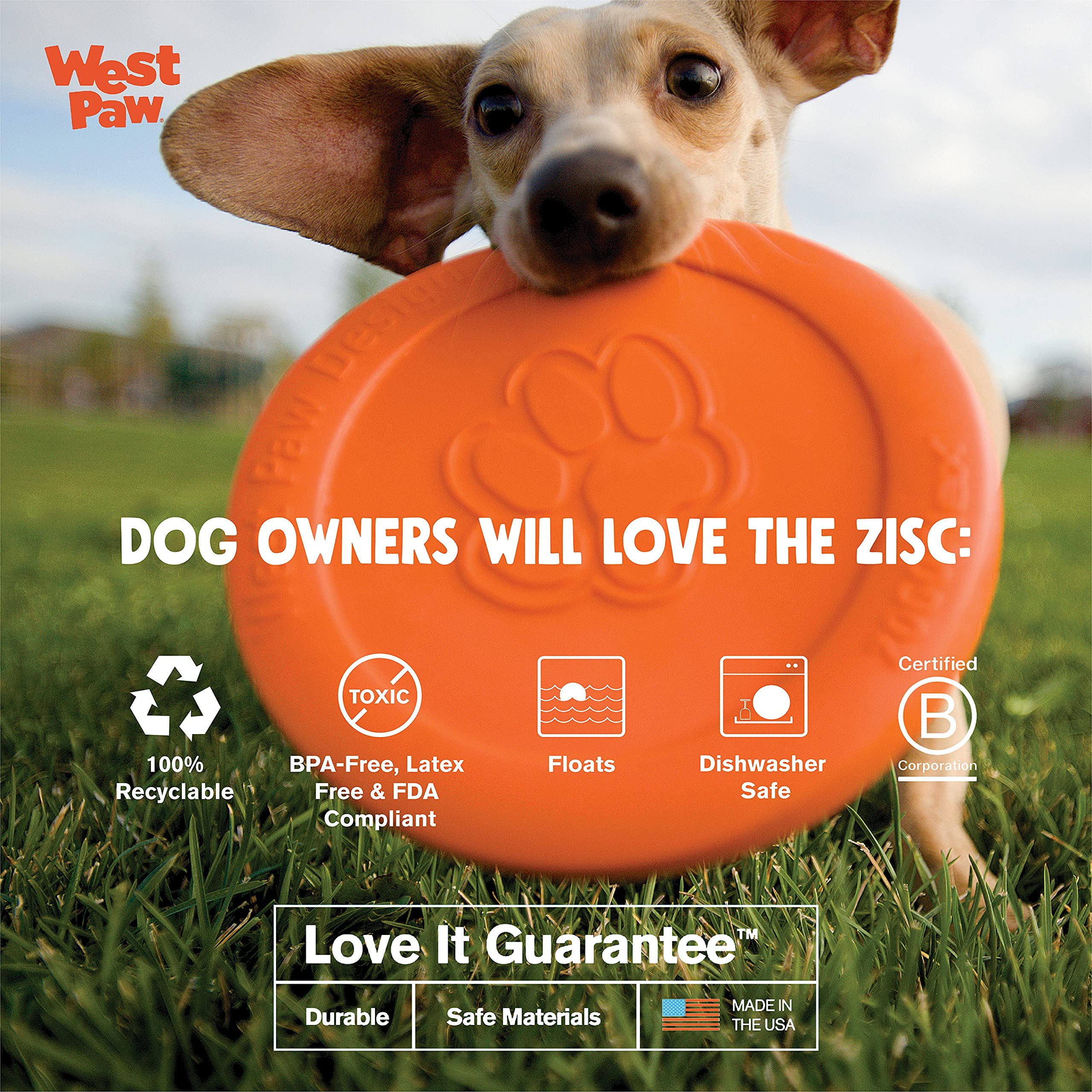 West Paw Zogoflex Zisc Dog Flying Disc, High Flying Aerodynamic Disc For Dogs Puppy - Lightweight, Floatable Disc For Fetch, Tug
