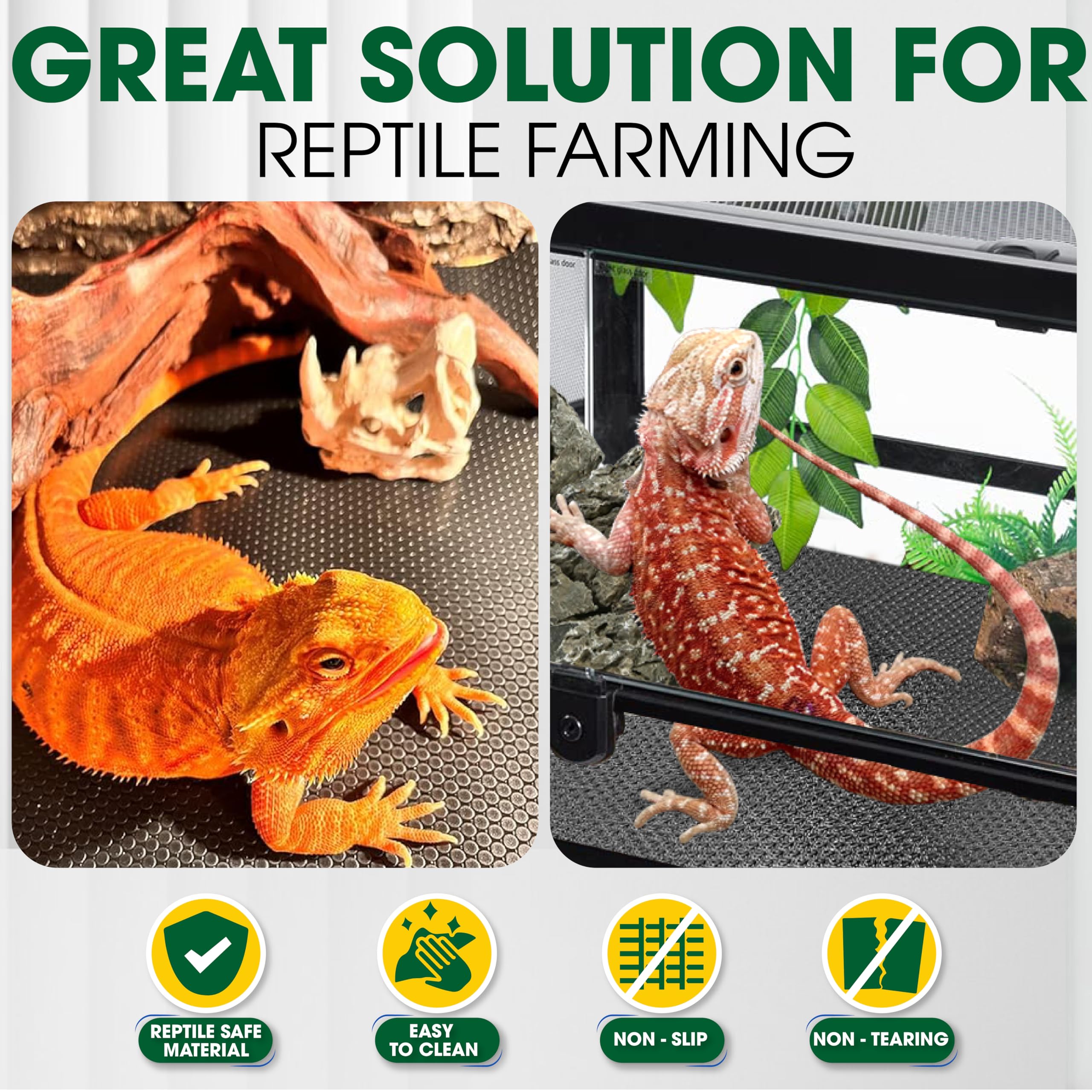 X-Cuirass [Premium] 20X40    Reptile Substrate Mat With 4 Pcs Rug Gripper, Extra Thick & Ultra Comfortable,Non-Slip, Reptile Tan