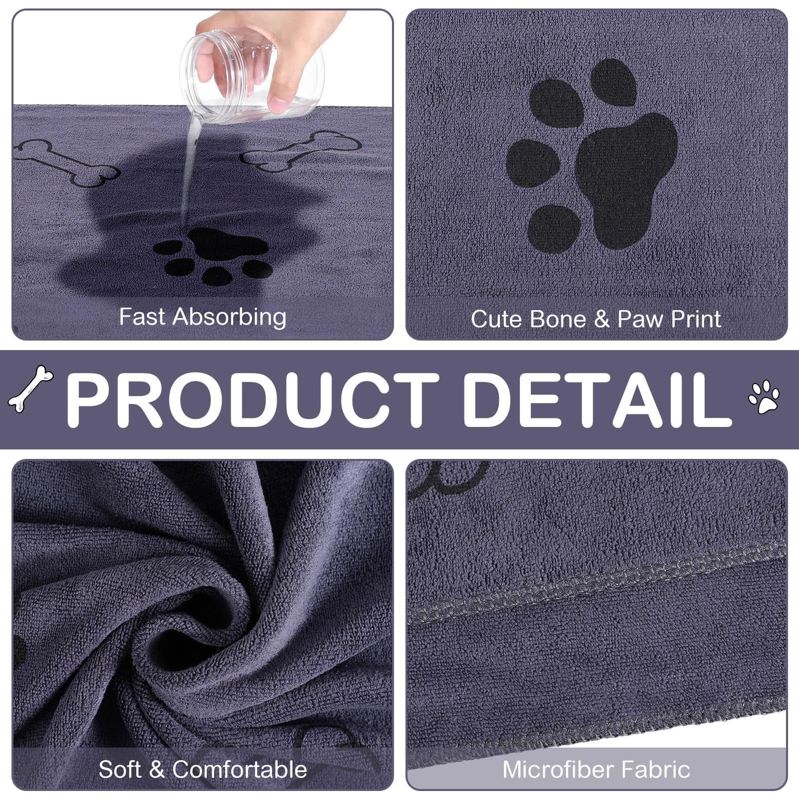 Chumia 8 Pcs Bulk Towels for Drying Dogs Cats Pet Towels Puppy Microfiber Quick Drying Dog Paw Bath Bathing Supplies Absorbent f