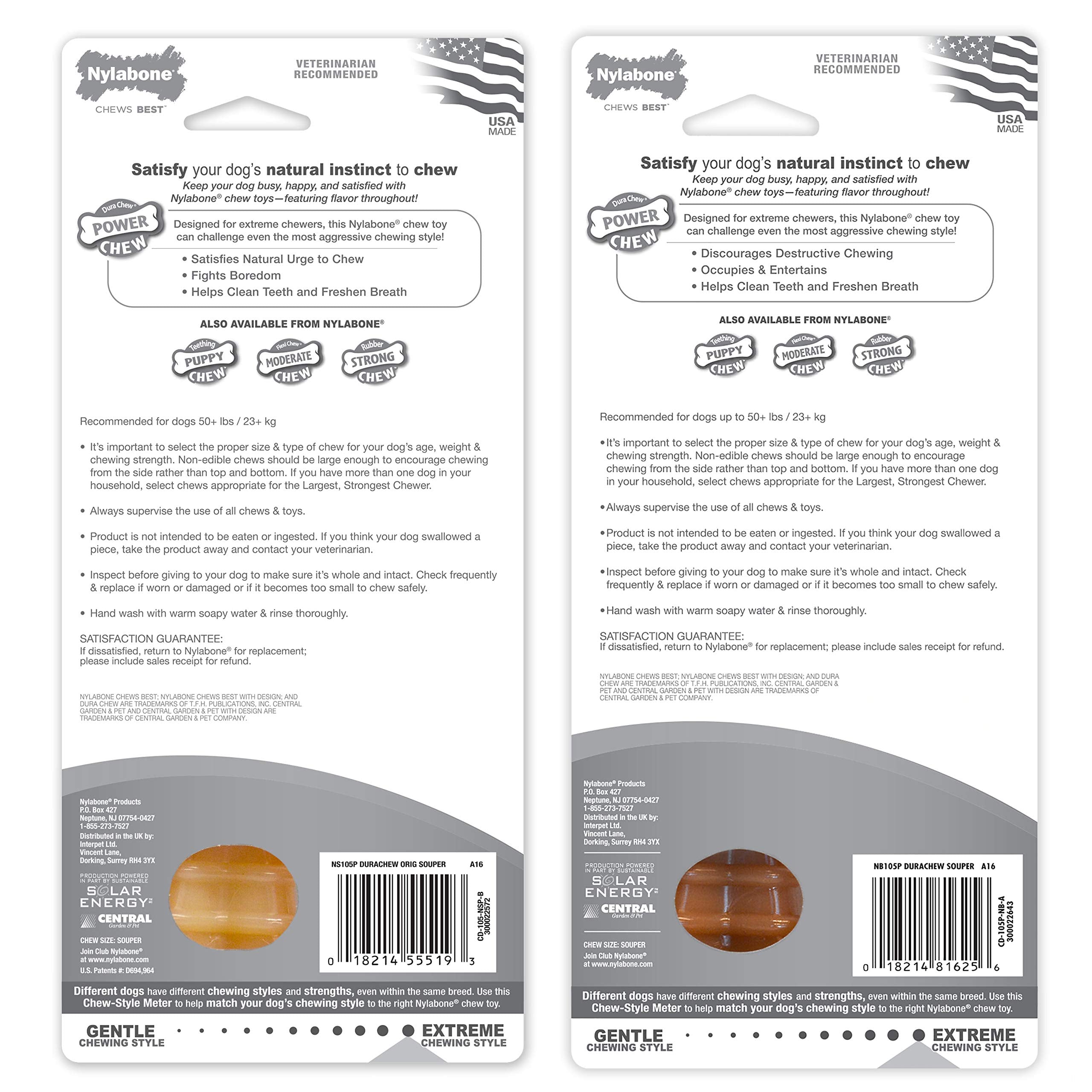 Nylabone Power Chew Dog Chew Toys For Aggressive Chewers Bundle Original And Bacon Flavors X-Large