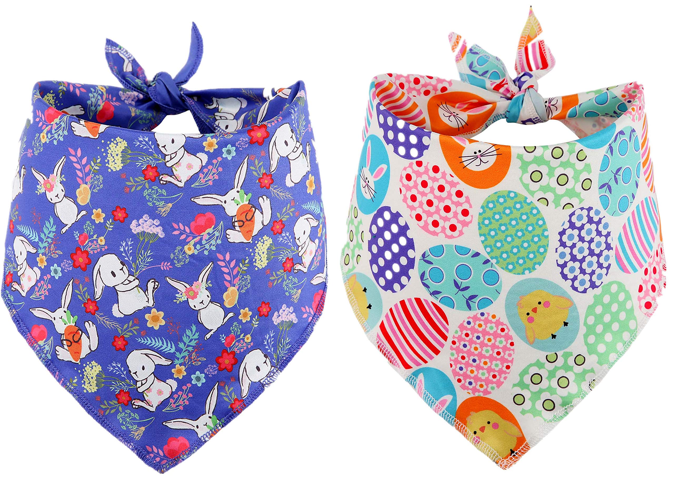 Boombone Easter Dog Bandana 2 Pack - Triangle Bibs Pet Scarf For Small To Large Dogs And Cat