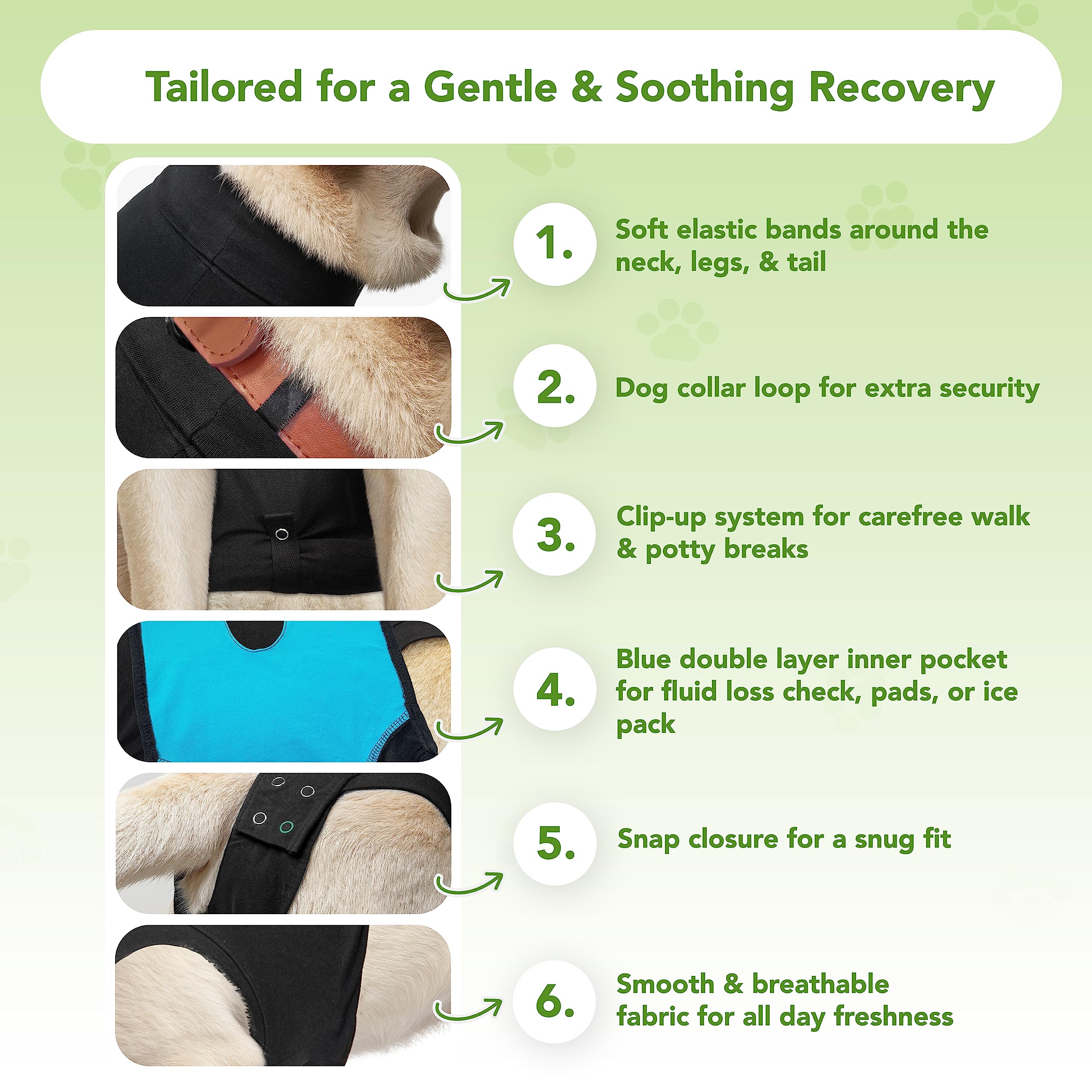 Suitical Recovery Suit for Dogs - Dog Surgery Recovery Suit with Clip-Up System - Breathable Fabric for Spay, Neuter, Skin Condi