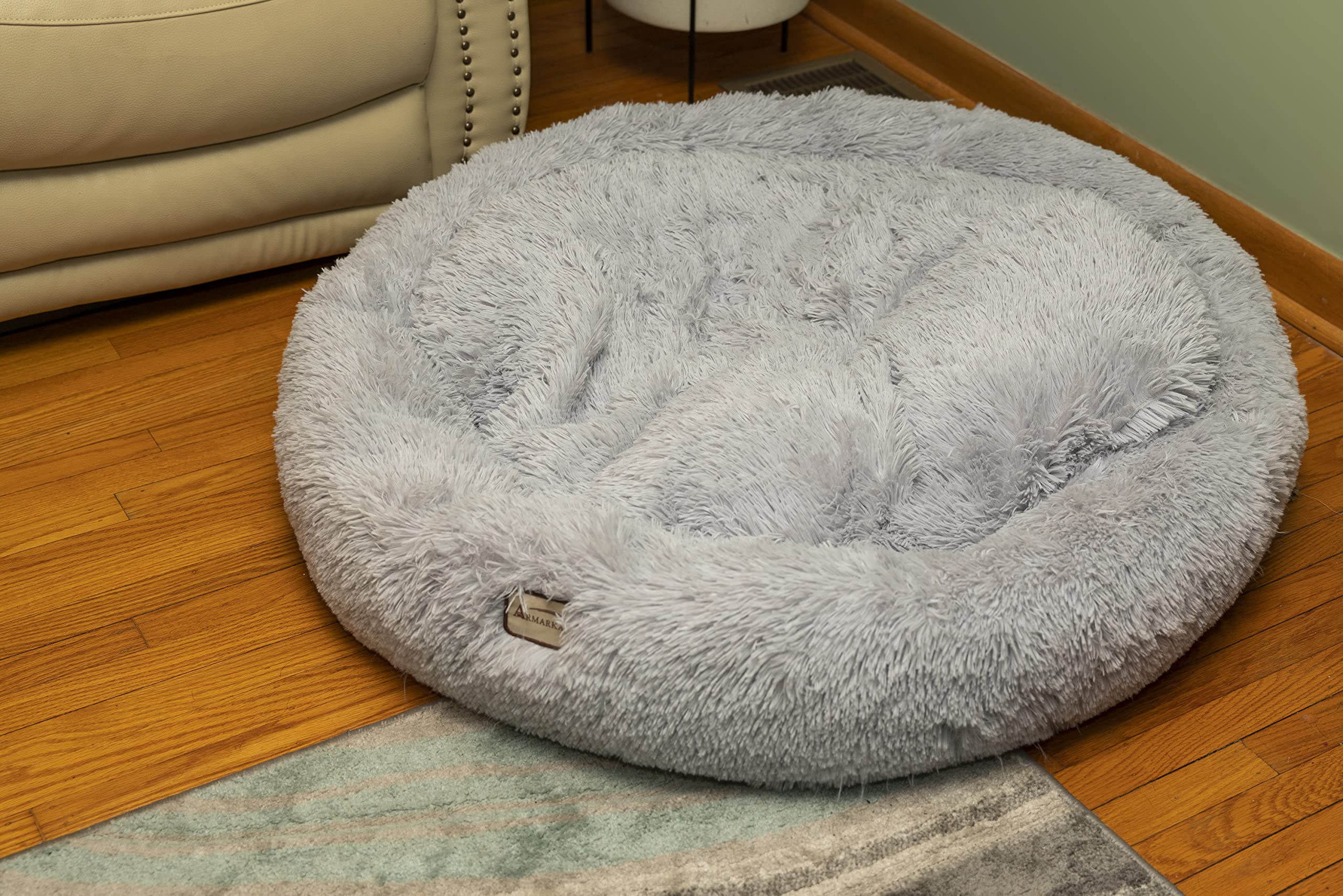 Armarkat Extra Large, Fluffy Gray Round Cat Bed - C71NHS