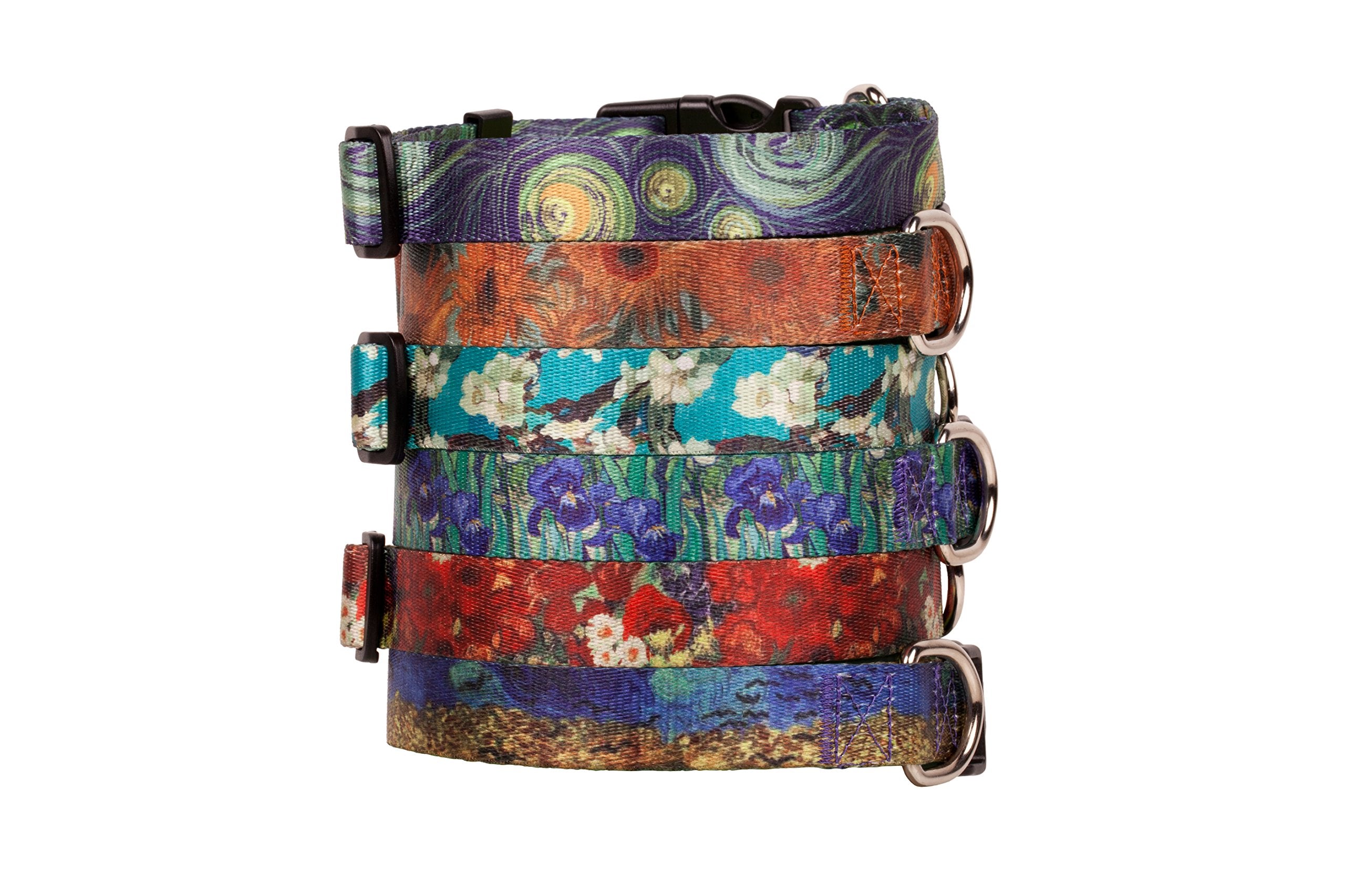 Dutchdog Amsterdam Eco Friendly Van Gogh Dog Collar, Red Poppies, L (20-25 In)