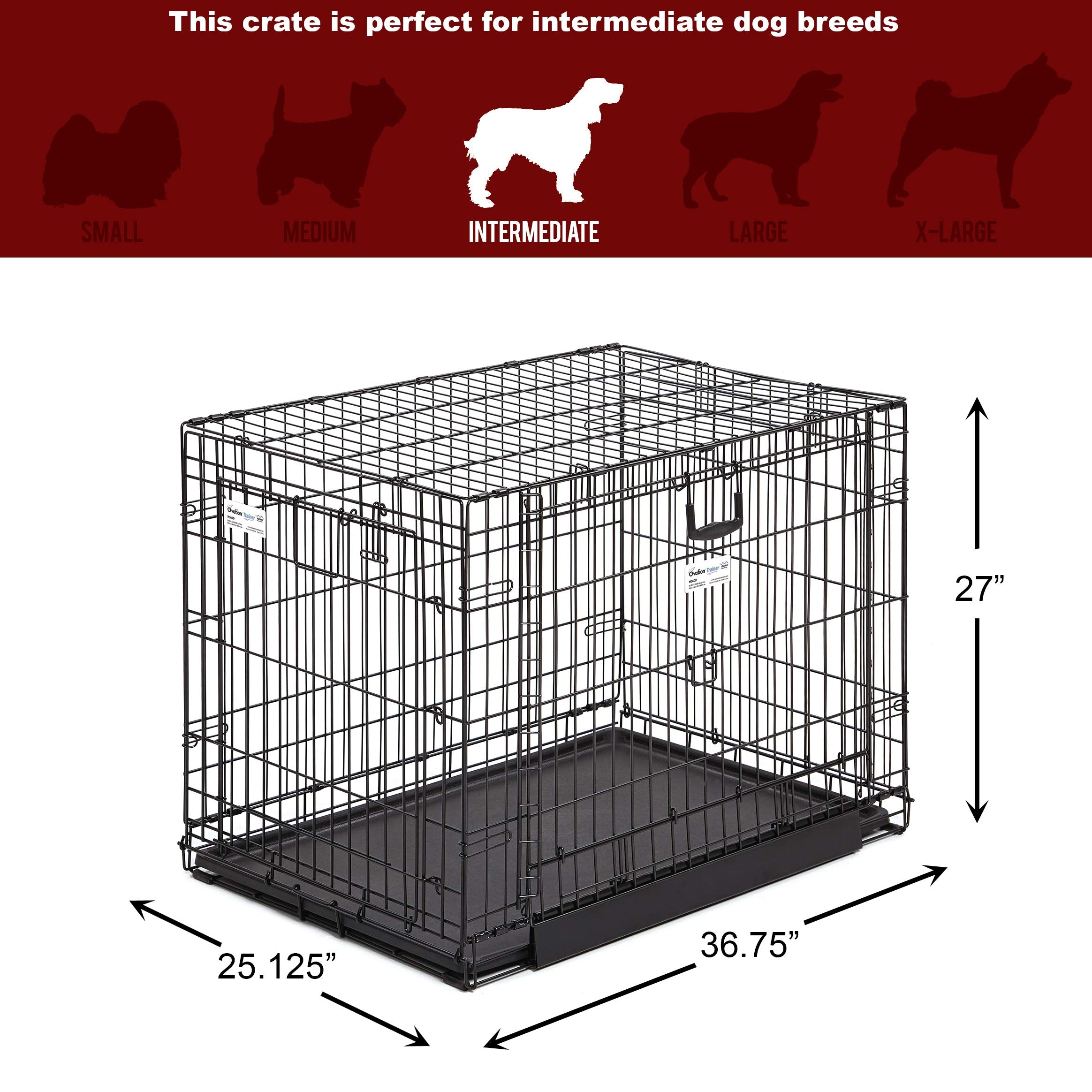Midwest Homes For Pets Ovation Double Door Dog Crate, 36-Inch