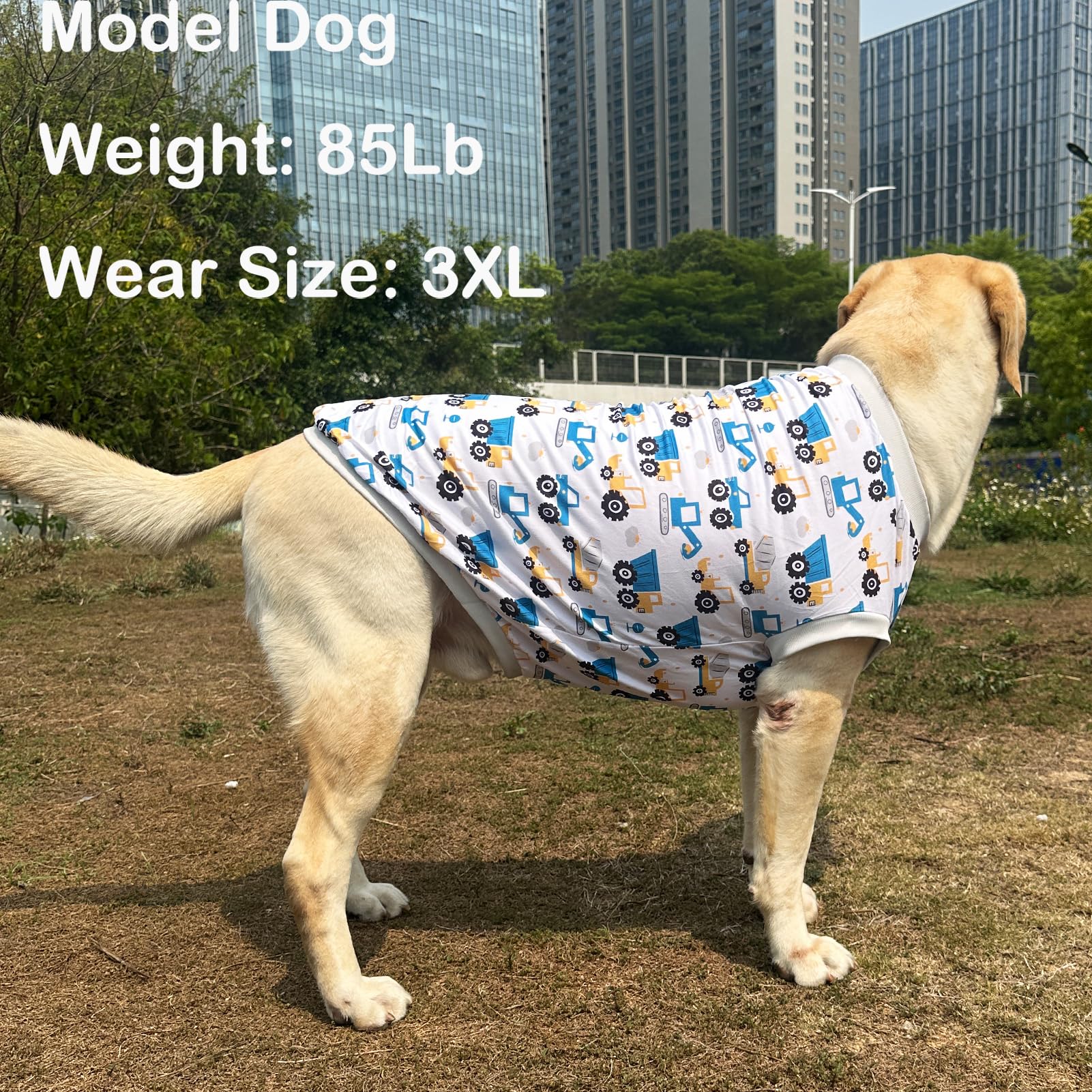 Dog Sleeveless T Shirt Excavator Prints Vest Shirt Soft Stretchy Summer Clothes For Extra Large Dog Boys Girls Shirt 3X-Large,Wh