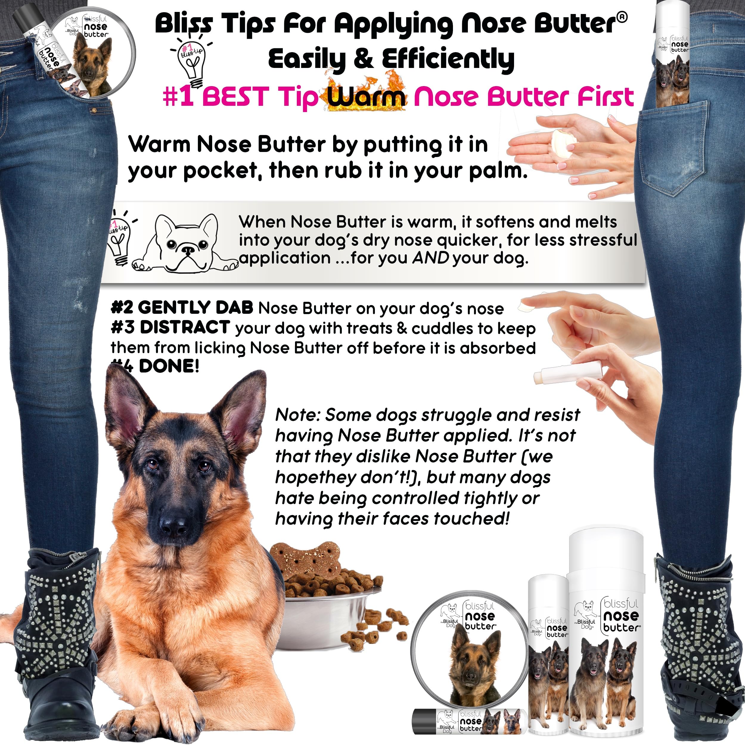 The Blissful Dog German Shepherd Unscented Nose Butter - Dog Nose Butter, 4 Ounce