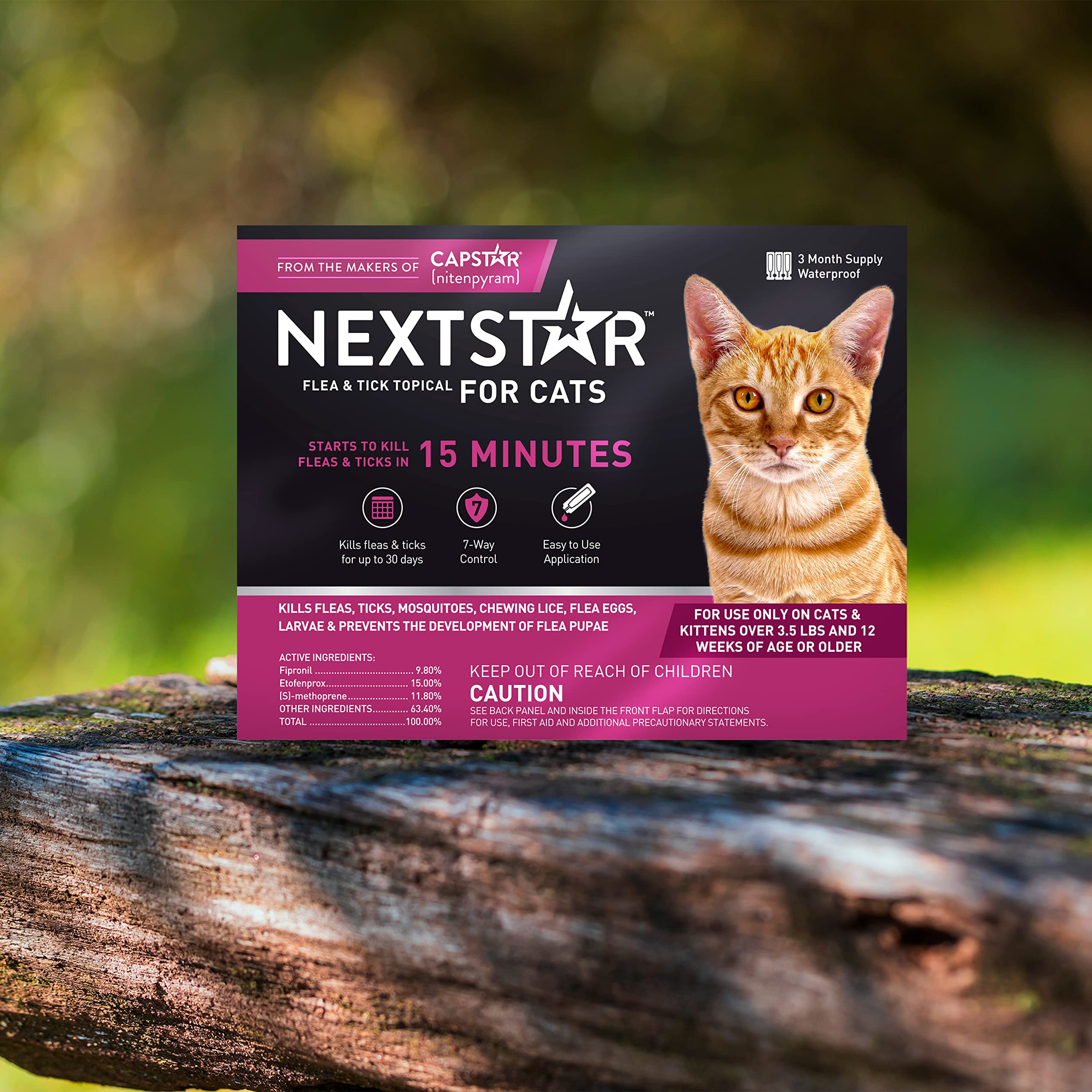 Nextstar Topical Flea & Tick Treatment & Prevention For Cats Over 3.5 Lbs, Fast Acting, 3-Month Supply