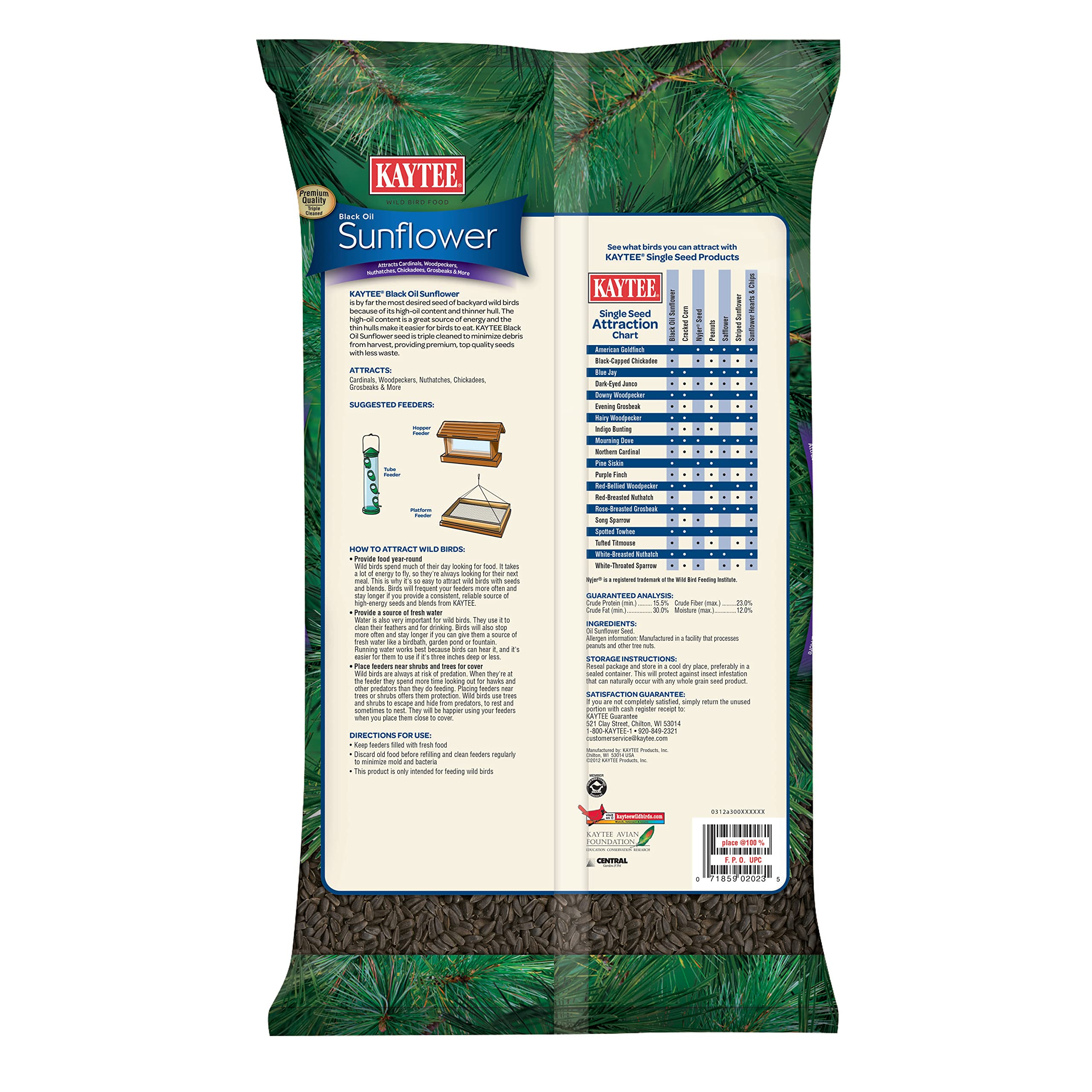 Kaytee Wild Bird Black Oil Sunflower Food, 5 Pounds