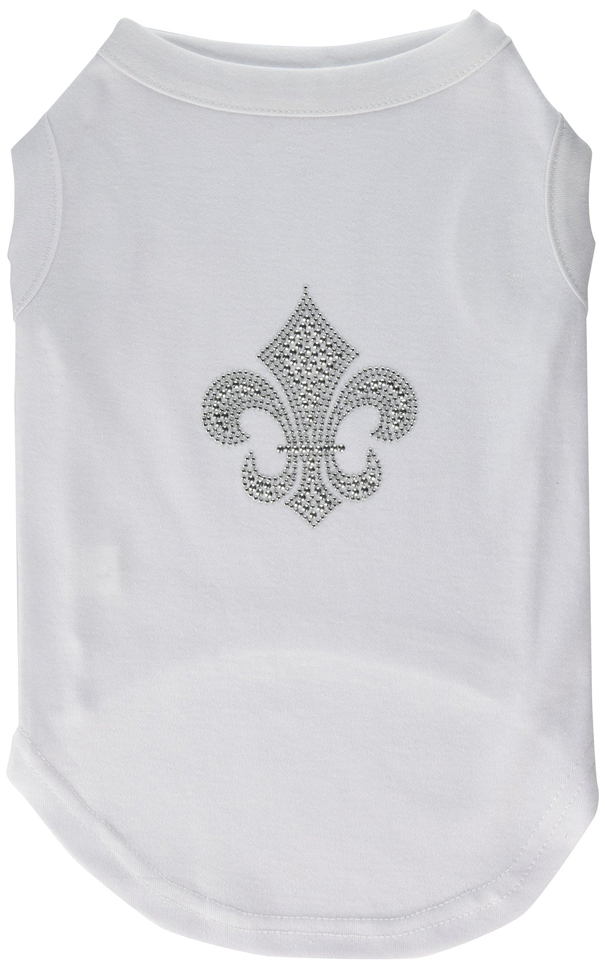 Pet Dog & Cat Shirt Rhinestone, 'Silver Fleur De Lis' White Lg (10-14 Lbs.)