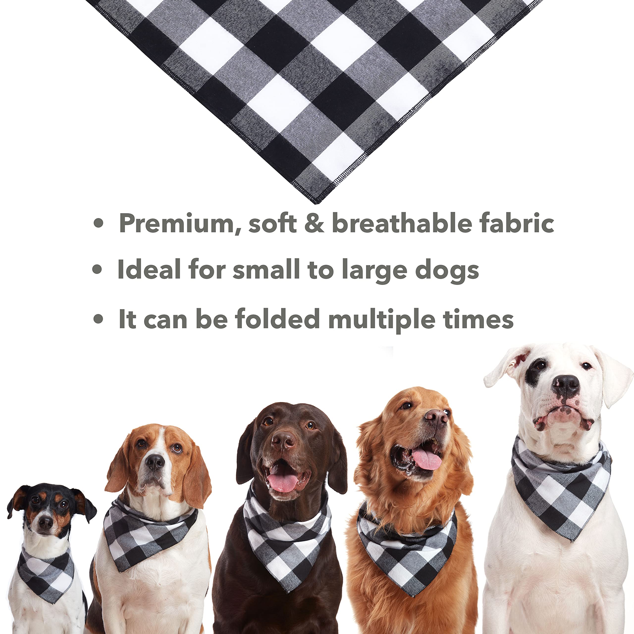 Odi Style Dog Bandana - Soft, Breathable And Eye Catching Buffalo Plaid Dog Bandanas, Handkerchiefs Scarfs, Bibs, Accessories For Small Medium Large Sized Dogs, Cats, Puppies, Red, Single Piece