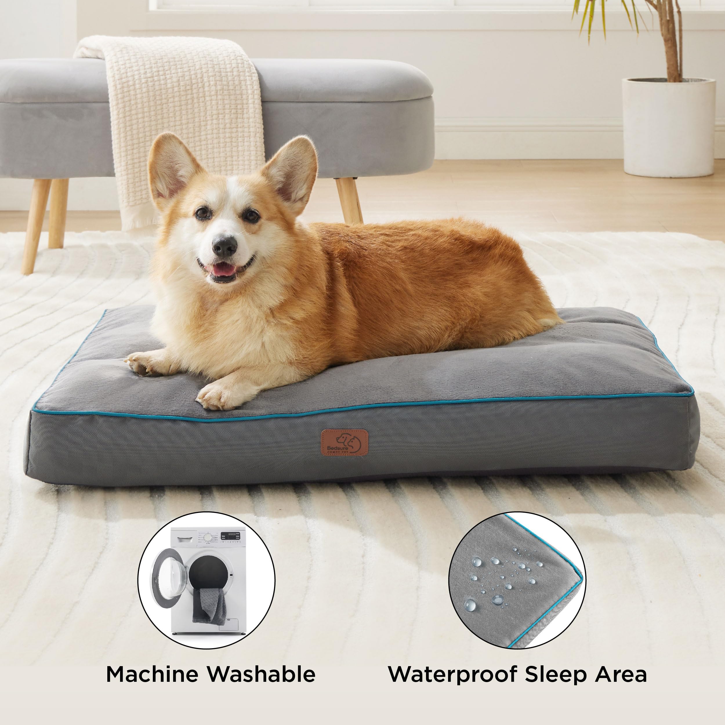 Bedsure Waterproof Dog Beds For Extra Large Dogs - 4 Inch Thicken Up To 90Lbs Xl-Crate Pet Mat Pillows With Removable Washable C