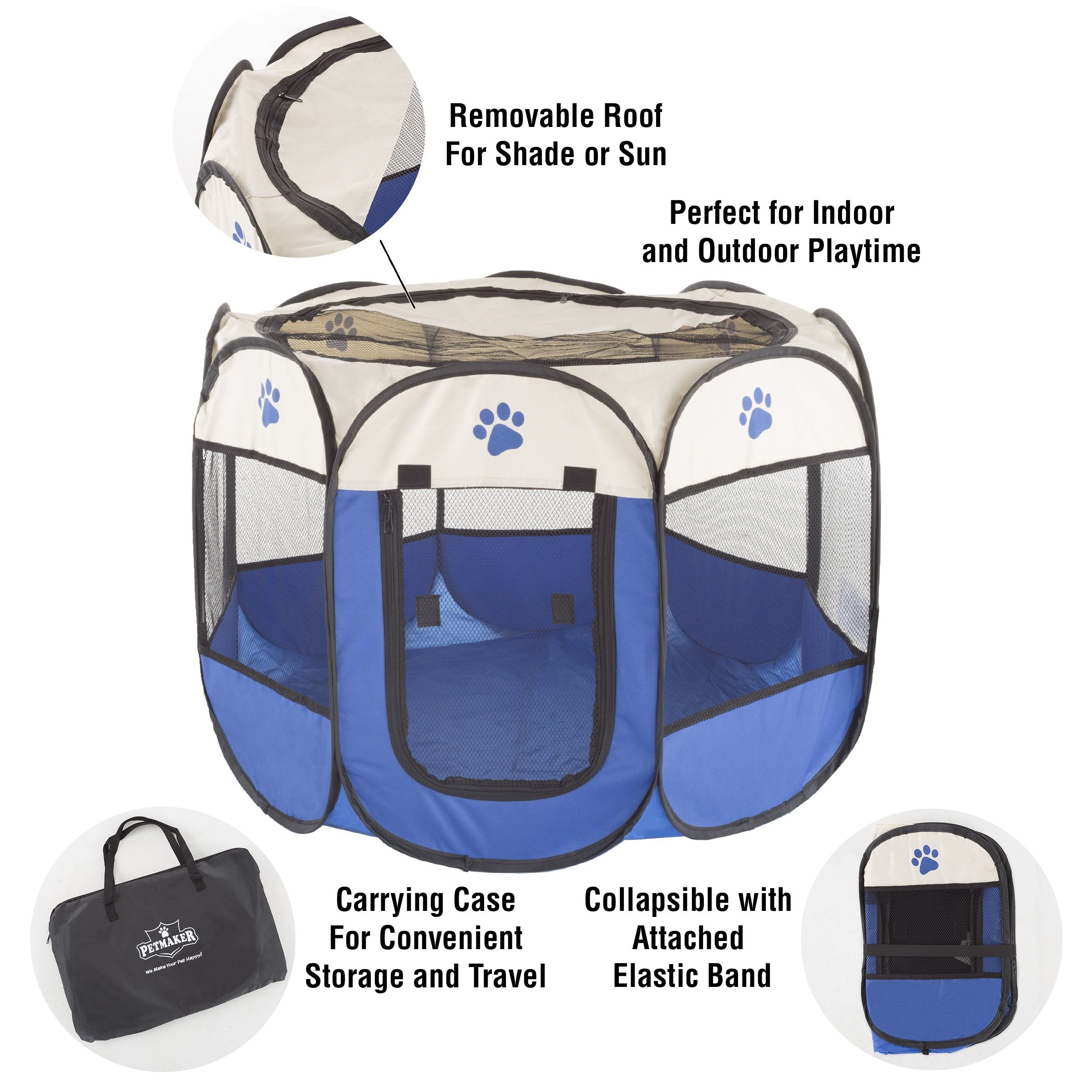 Pop-Up Pet Playpen - Indoor And Outdoor Dog Pen With Carrying Case - Portable Pet Enclosure For Dogs, Cats, And Other Small Anim