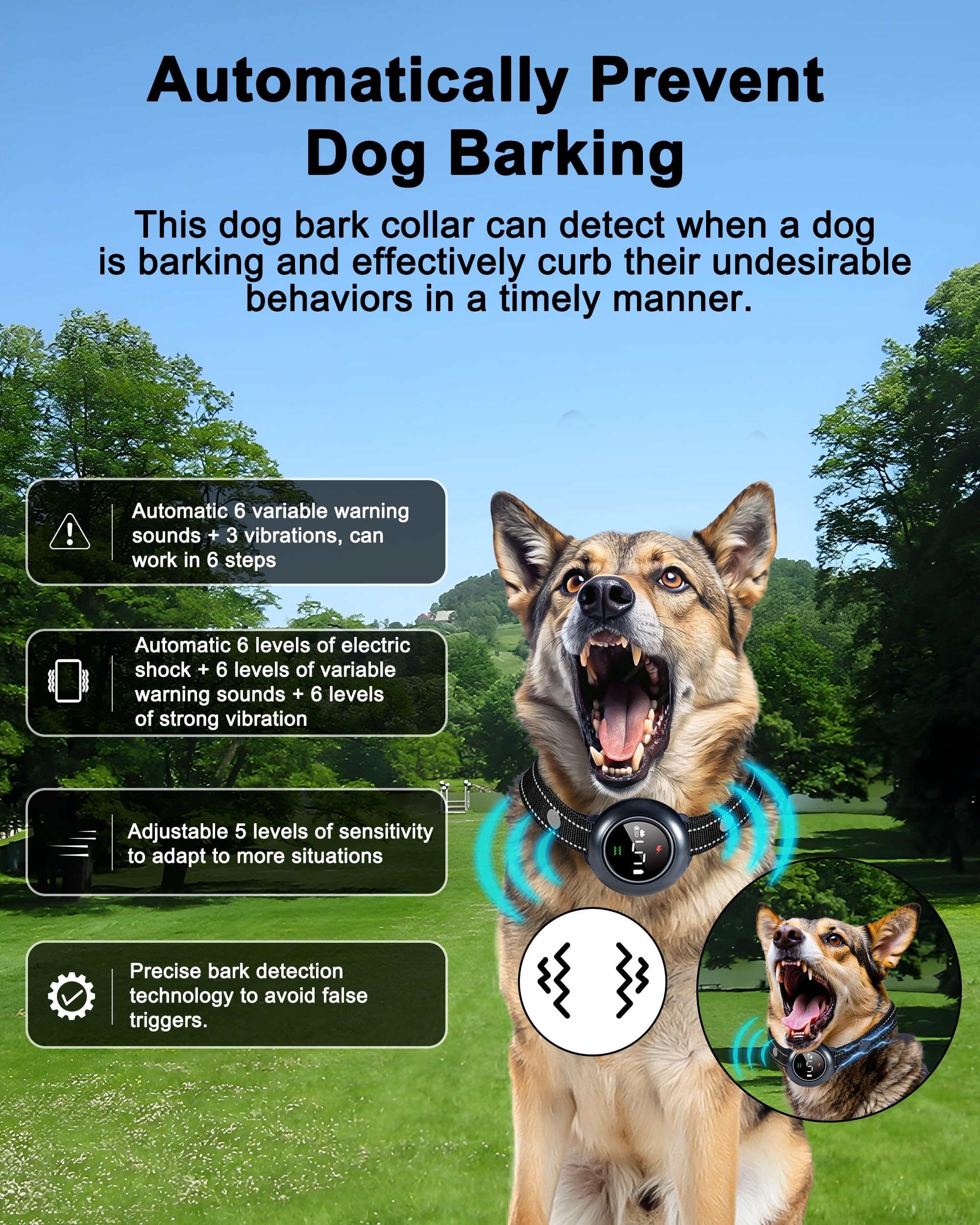 Aniparty 2-In-1 Dog Shock Collar & Dog Bark Collar - Rechargeable Dog Training Collar With Remote Control For 5-150 Lbs, Dog Col