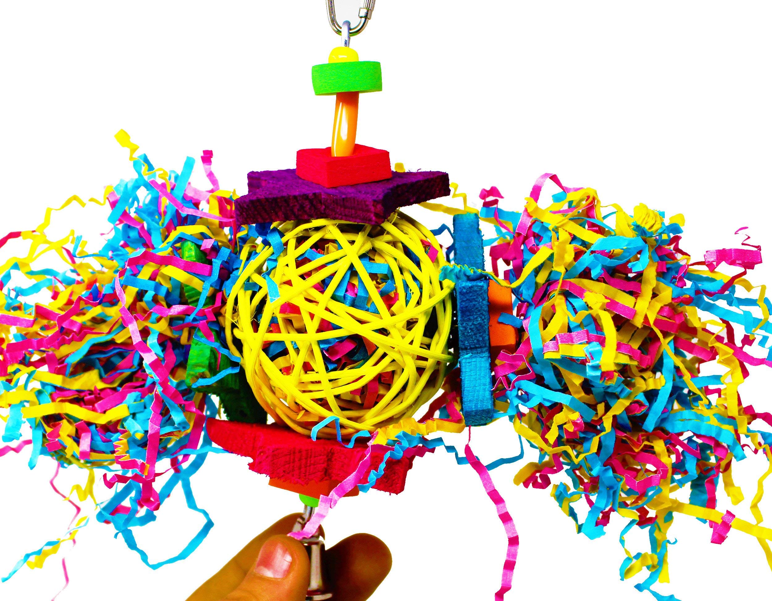 Bonka Bird Toys 1839 Foraging Star 7' High By 8' Wide, Medium Parrot Chew Shred Forage Cage Toy, Conure, Pionus, Quaker, And Similar Birds