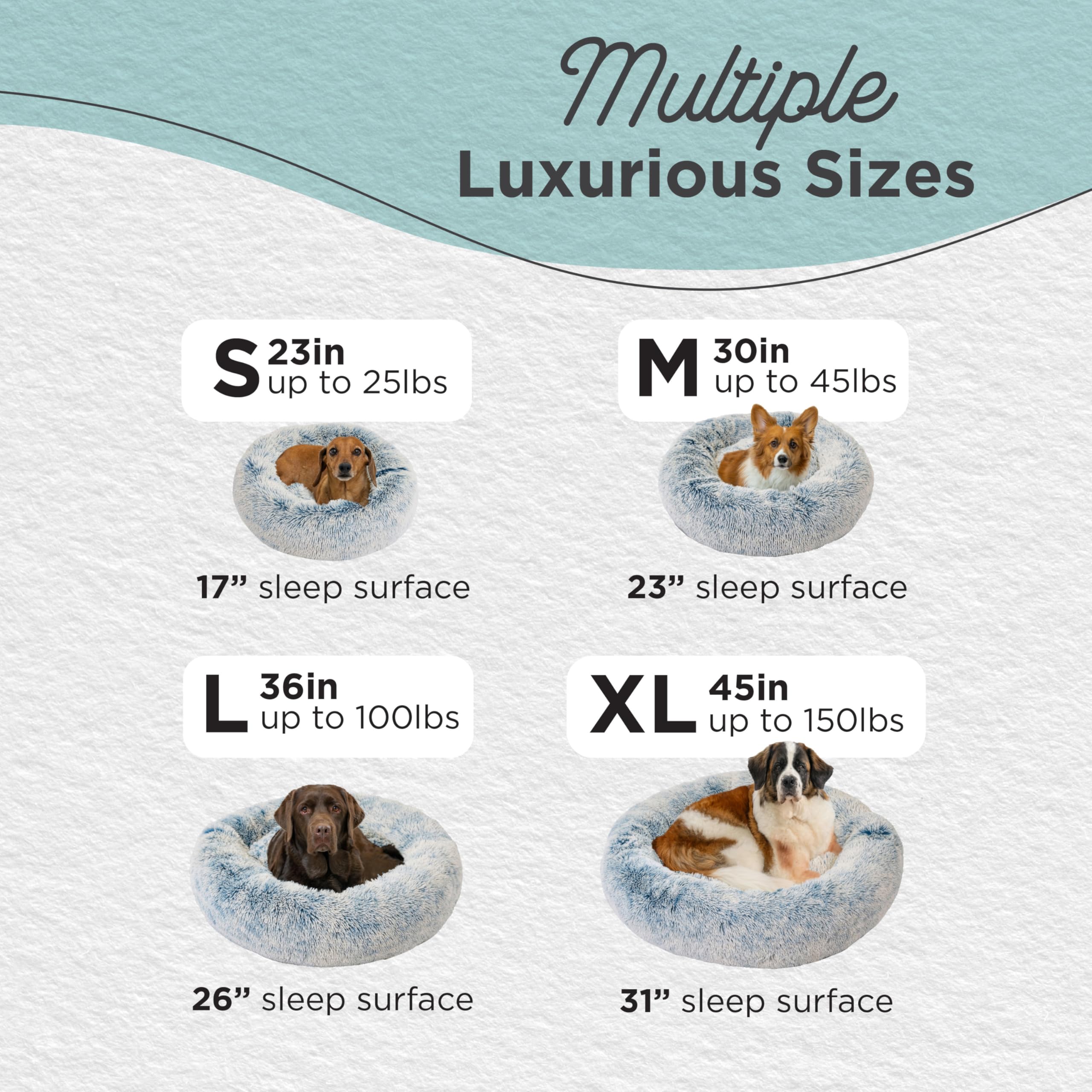 Best Friends By Sheri Original Calming Donut Dog And Cat Bed, Shag Faux Fur, Denim Blue, Small (23X23) - Helps Provide Anxiety R