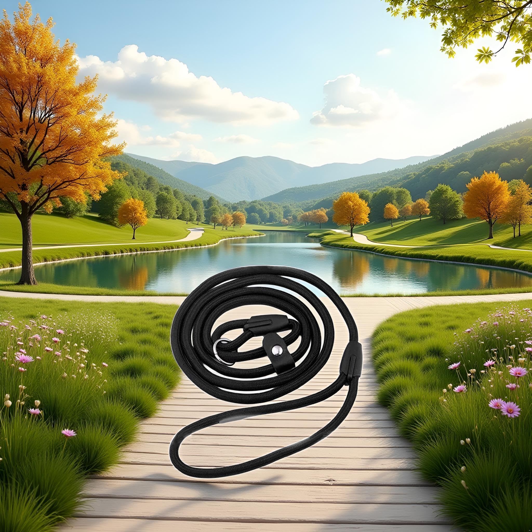 Black Dog Leash Pet Nylon Rope Training Leashes Slip Lead Strap Adjustable Traction Collar Outside Pets Dog Training Nylon Rope