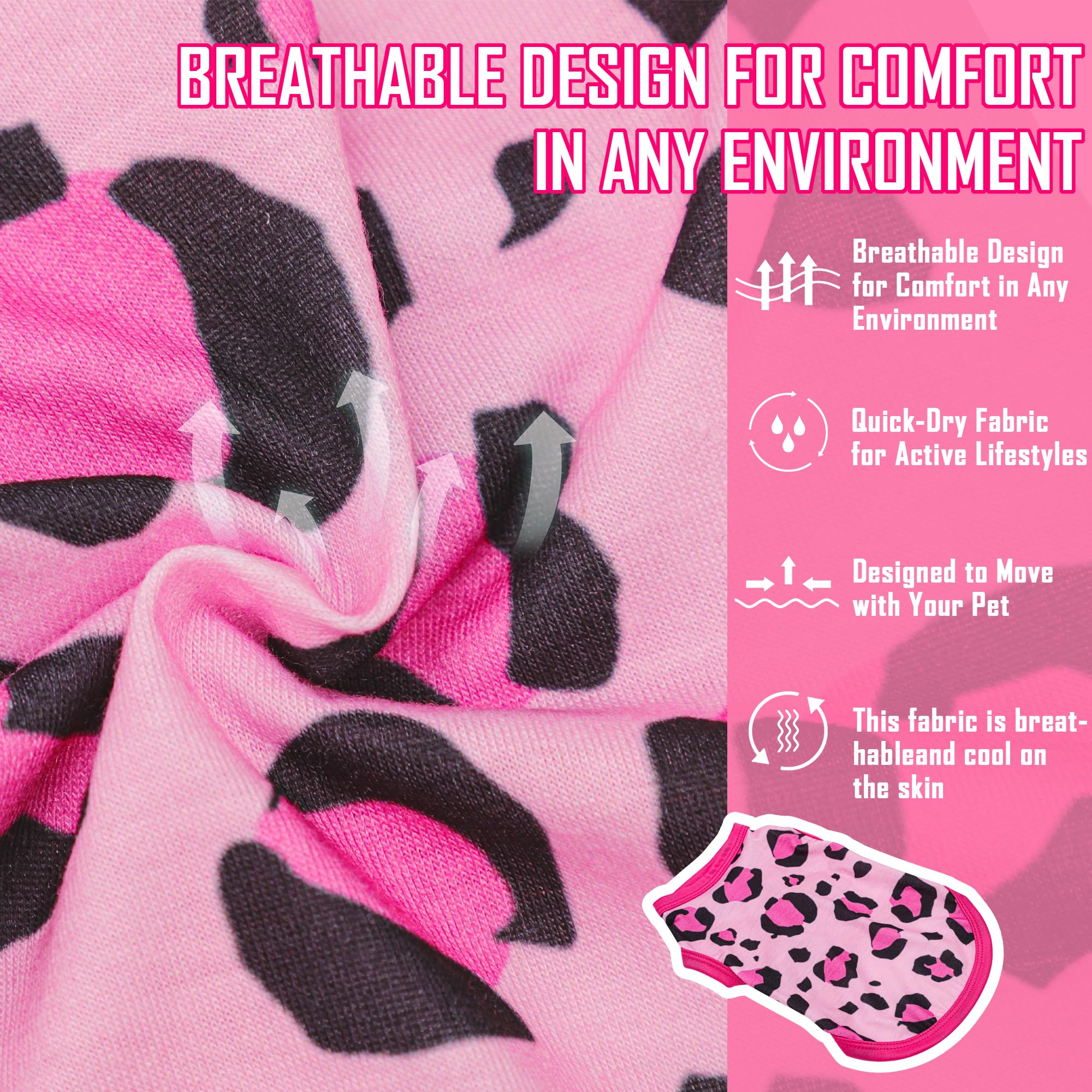 Adorable Pink Leopard Dog Shirt: Lightweight Polyester Cartoon Puppy Vest, Small Medium & Large Dog T-Shirt, Summer Pet Clothes,