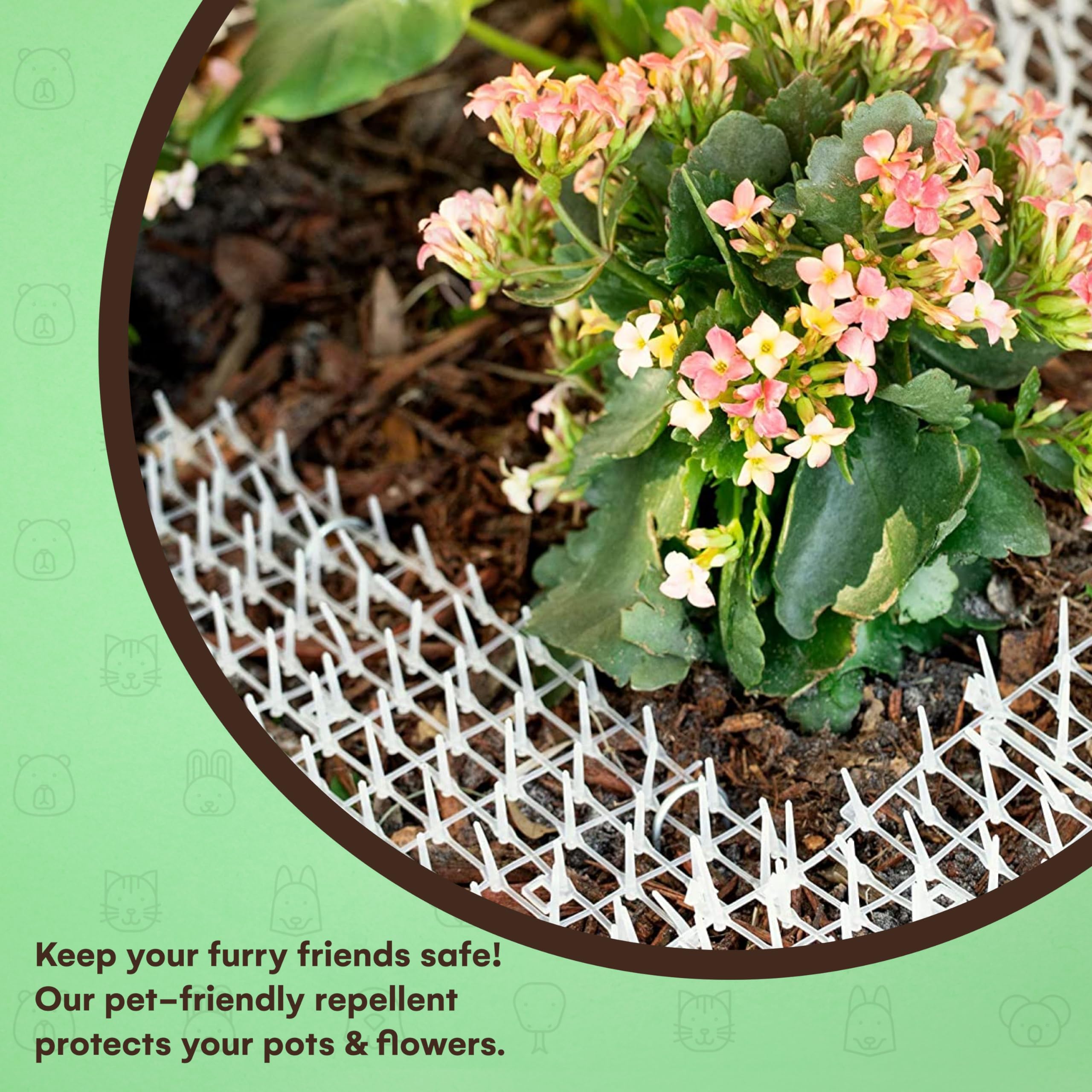 Homarden Outdoor Training Mat For Cats (13 Ft) - Cat Scat Mat Indoor And Outdoor - Cat Spikes With 12 Garden Staples To Keep Of Dog Off Couch And Keep Cats Out Of Yard