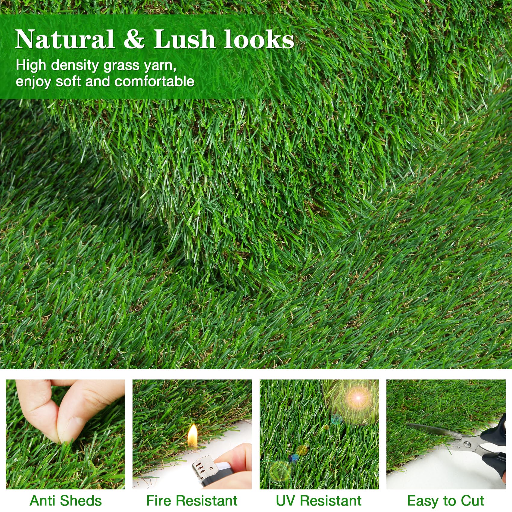 Globreen 2X6 Ft Artificial Turf Grass Runner Rug For Dogs, Thick Realistic Fake Grass For Patio, Balcony, Indoor Outdoor Puppy P