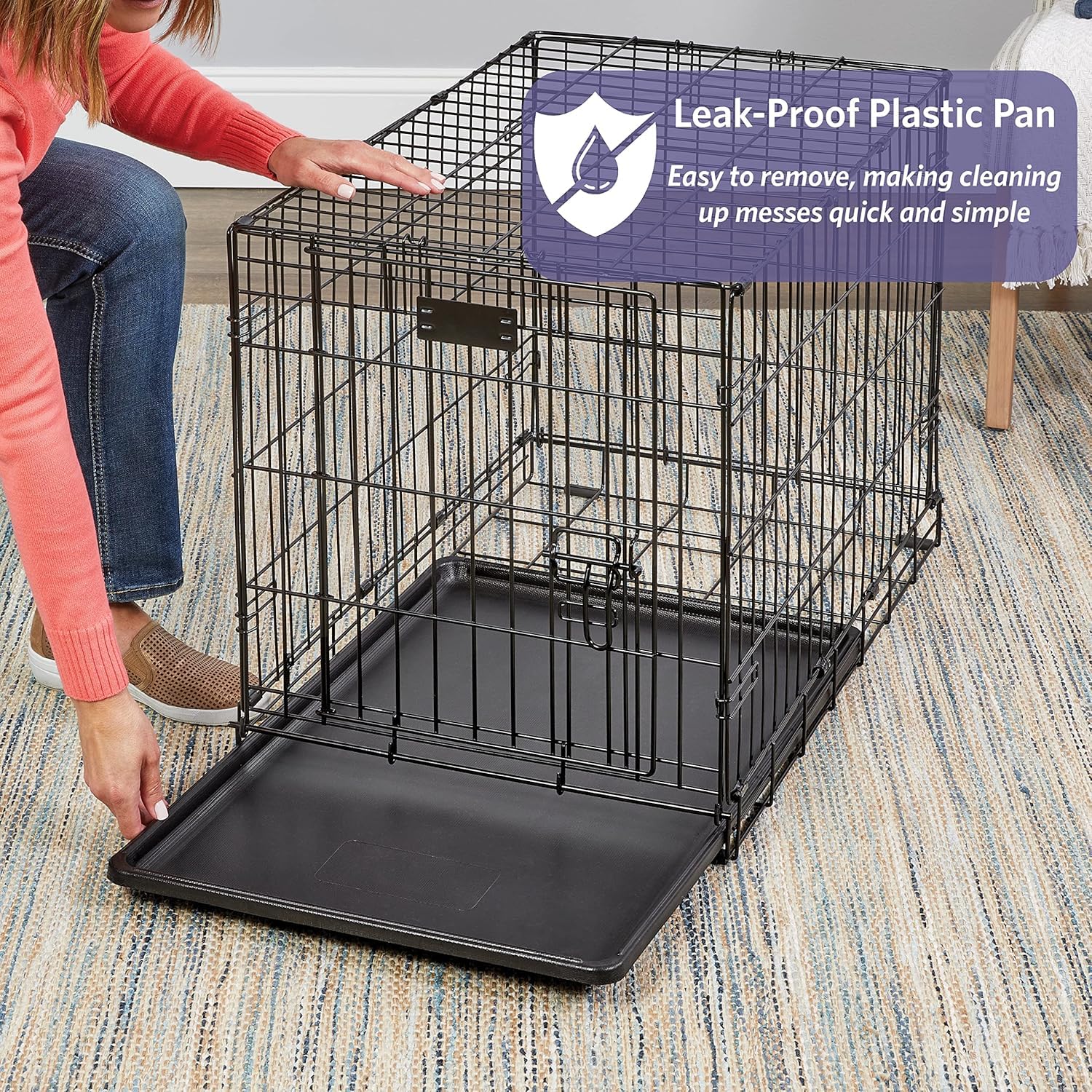 Midwest Homes For Pets Newly Enhanced Single Door Icrate Dog Crate, Includes Leak-Proof Pan, Floor Protecting Feet , Divider Pane L & New Patented Features