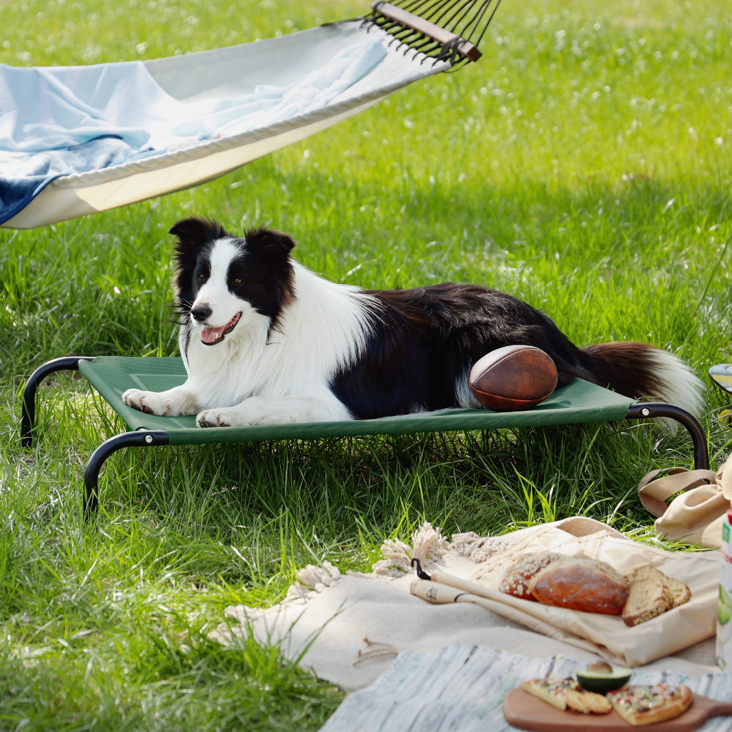 Bedsure Large Elevated Cooling Outdoor Dog Bed - Raised Dog Cots Beds For Large Dogs, Portable Indoor & Outdoor Pet Hammock Bed With Skid-Resistant Feet, Frame With Breathable Mesh, Green, 49 Inches