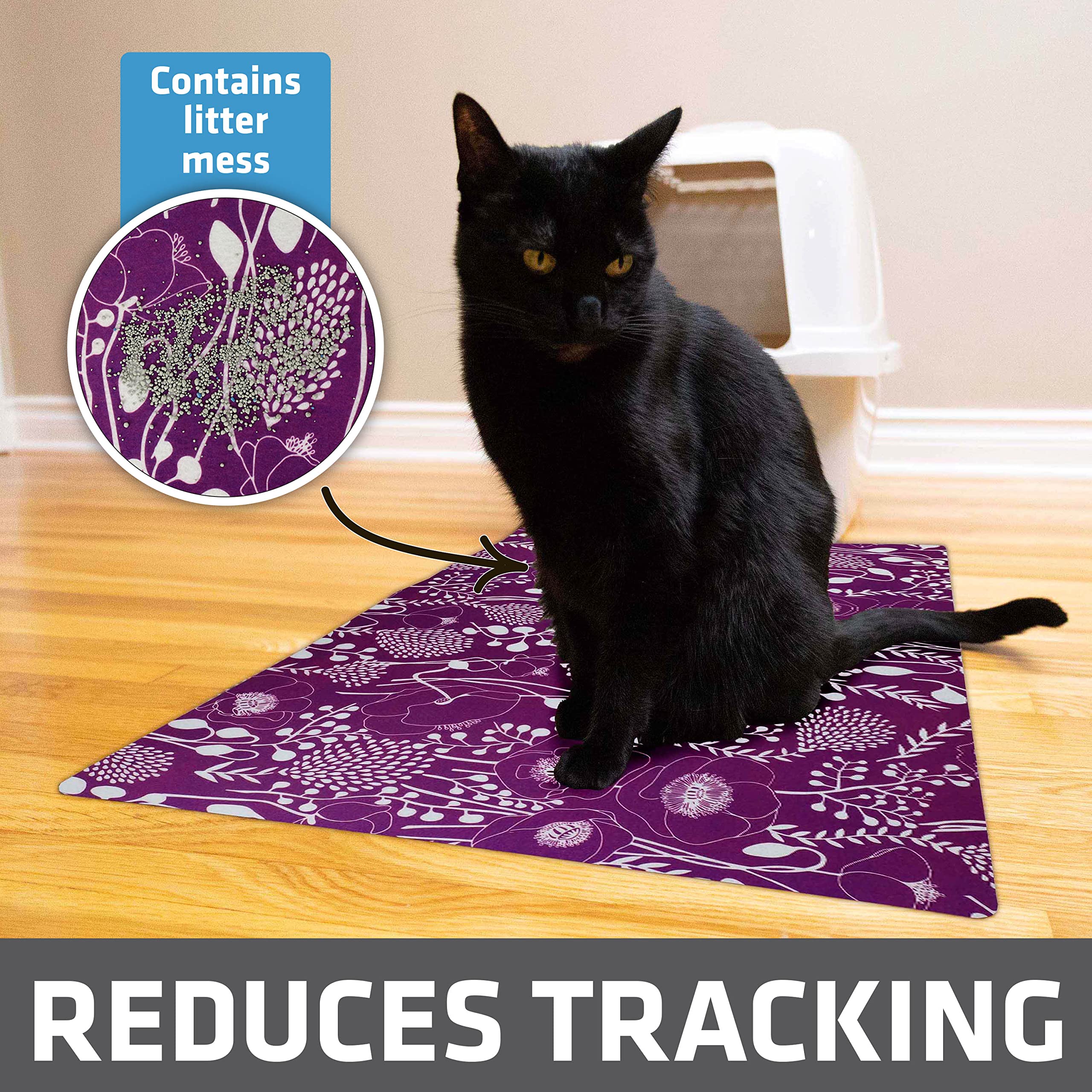 Drymate Original Cat Litter Mat, Contains Mess From Box For Cleaner Floors, Urine-Proof, Soft On Kitty Paws -Absorbent/Waterproof- Machine Washable, Durable (Usa Made) (20”X28”)(Good Medicine Plum)