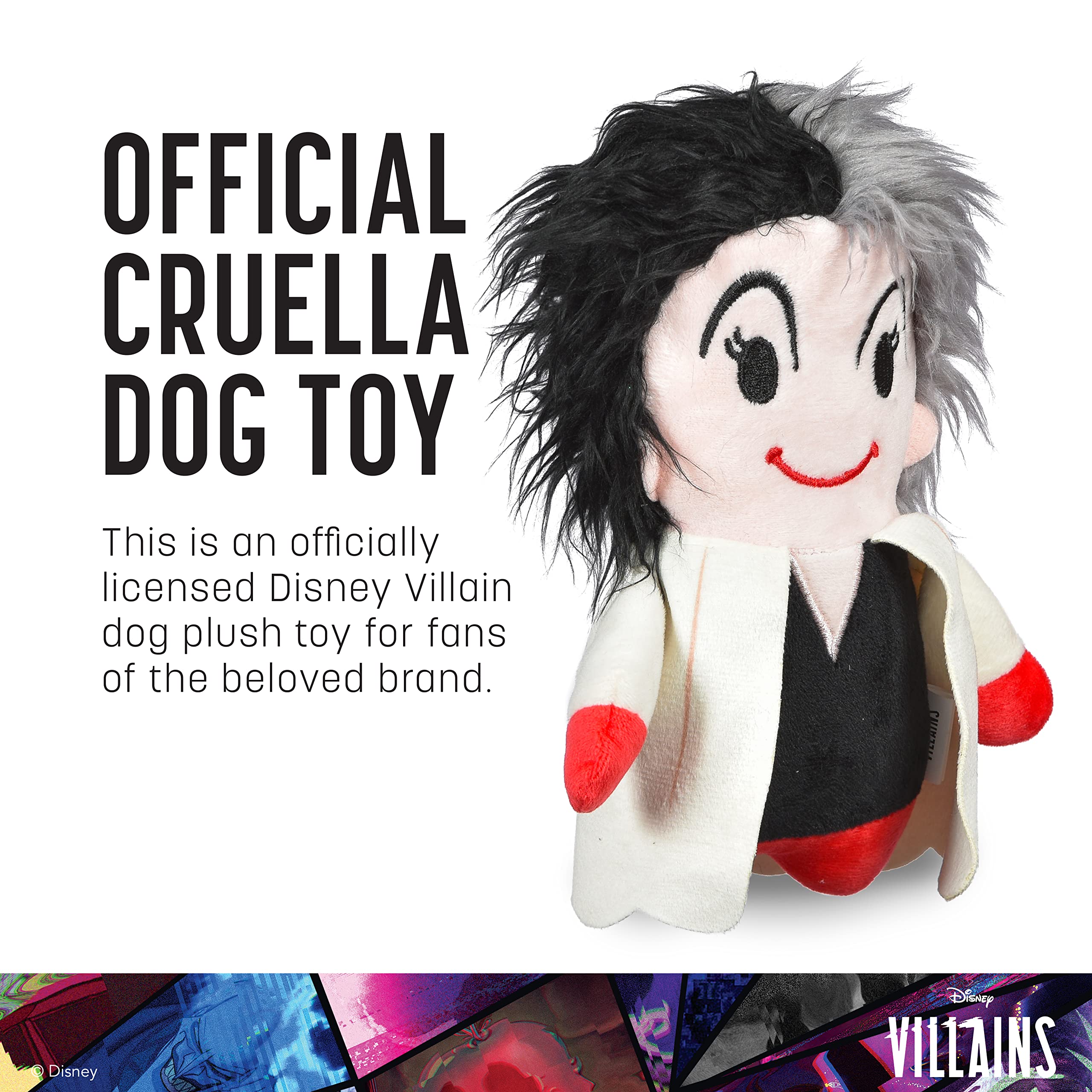 Disney For Pets Villains Cruella 9'' Plush Toy For Dogs | Cruella Plush Dog Toy | Disney Movie Toys For All Dogs, Officially Lic