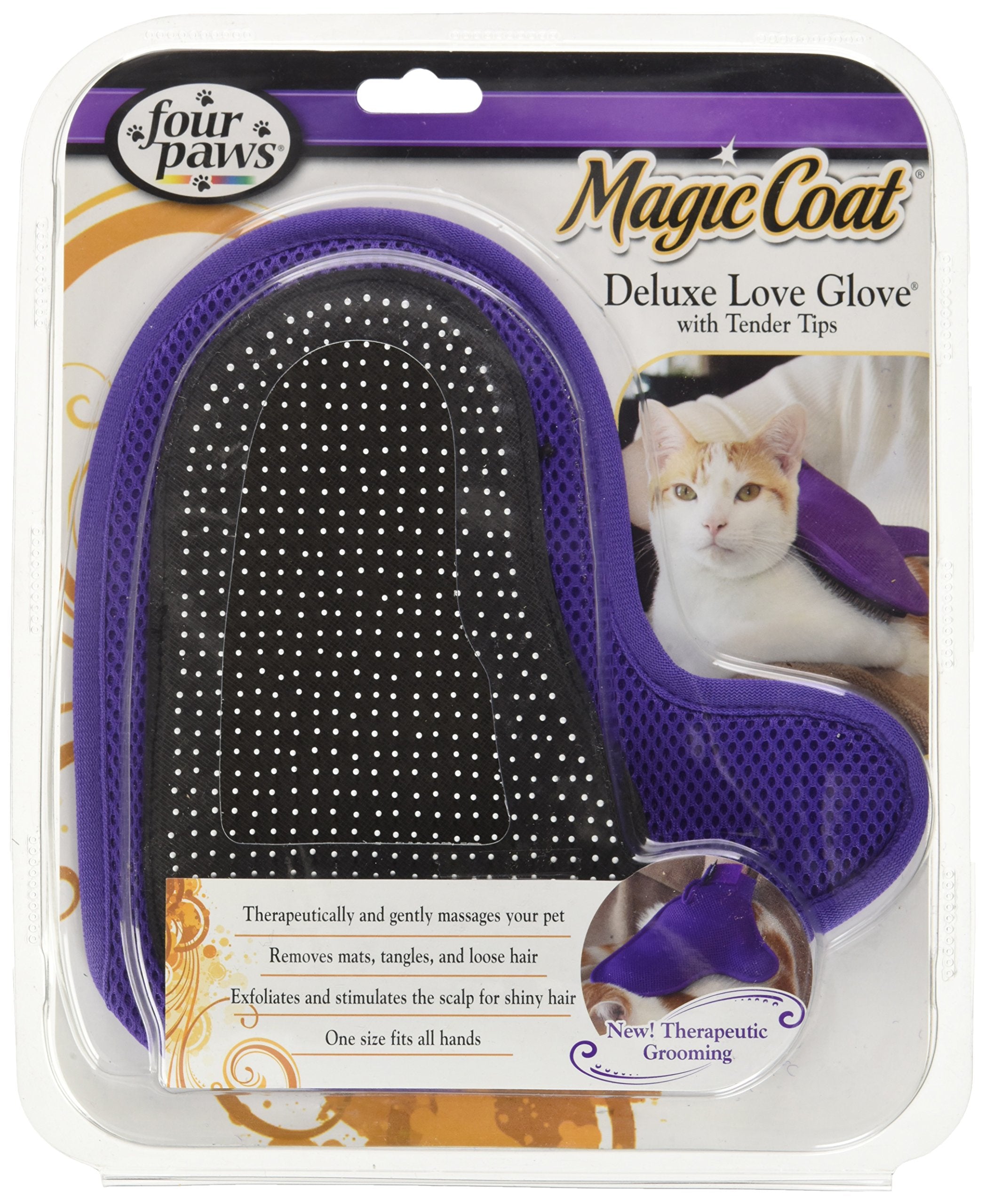 Four Paws Magic Coat Cat Grooming Deluxe Love Glove With Tender Tips