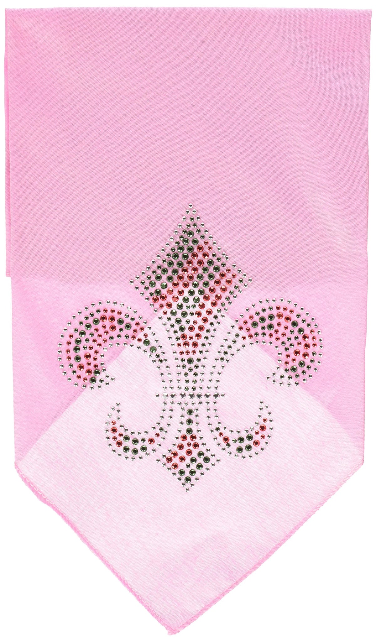 Christmas Pet and Dog Bandana Rhinestone, &quot;Christmas Fleur De Lis&quot; Light Pink Large
