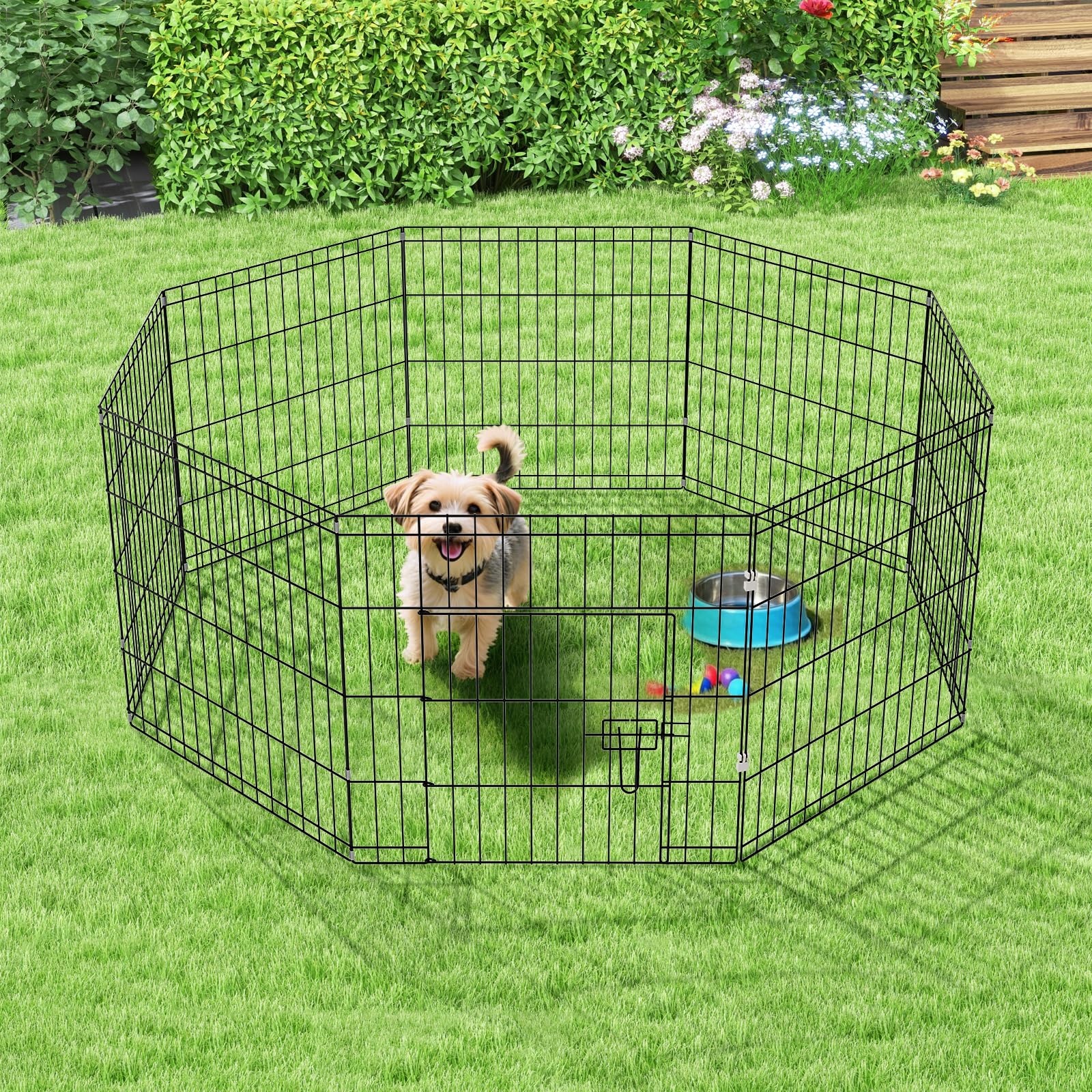 Zephypaws Dog Playpen, Foldable Metal Exercise Pen Puppy Playpen With 8 Panels 24 Inch Indoor Outdoor Dog Fence Pen With Door Fo