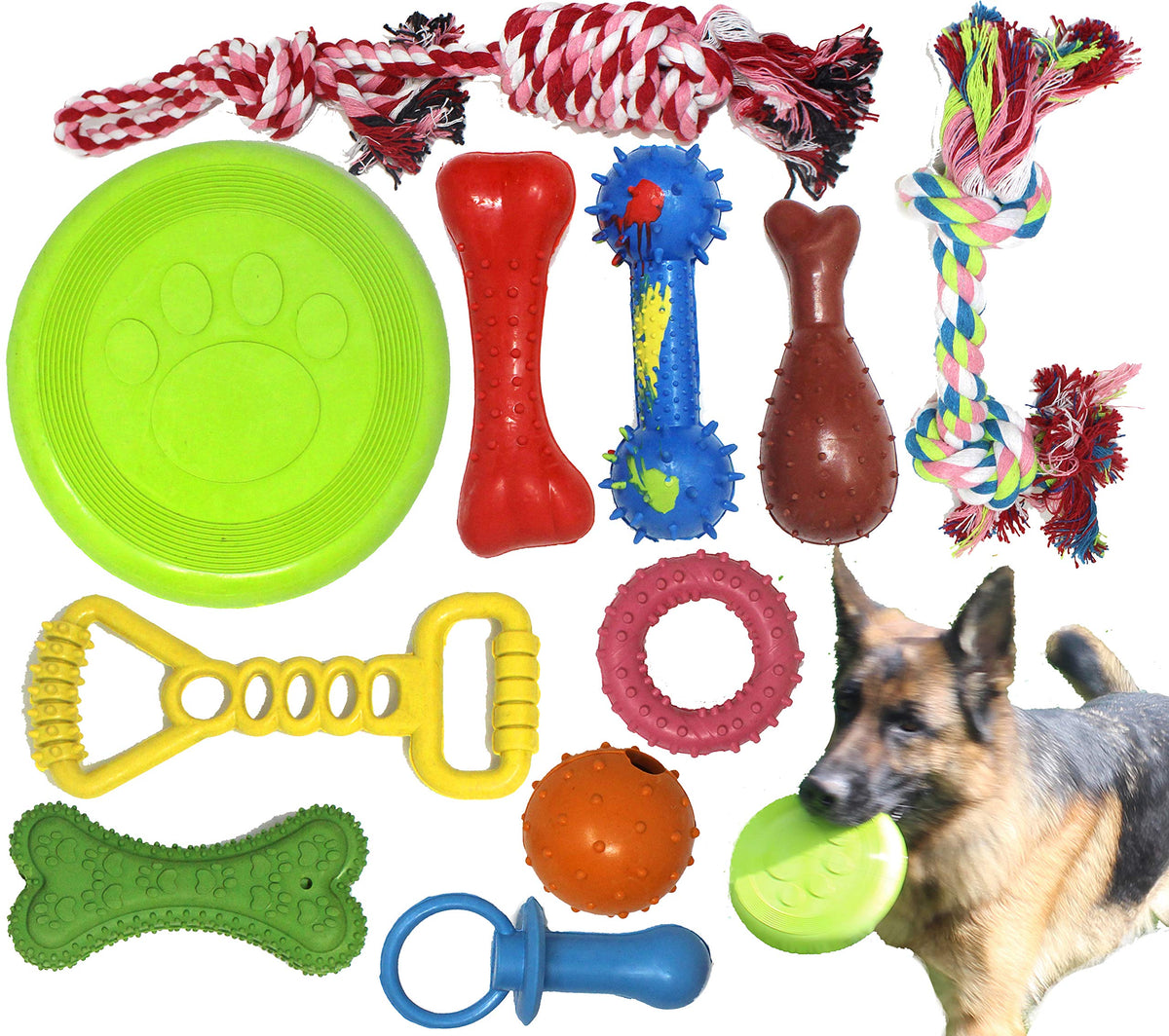 Jalousie Chew Toy Natural Rubber Chew Toy For Interactive Play Toy Ball Rope Rubber Value Set For Small To Medium Breed Dog Mutt Puppy