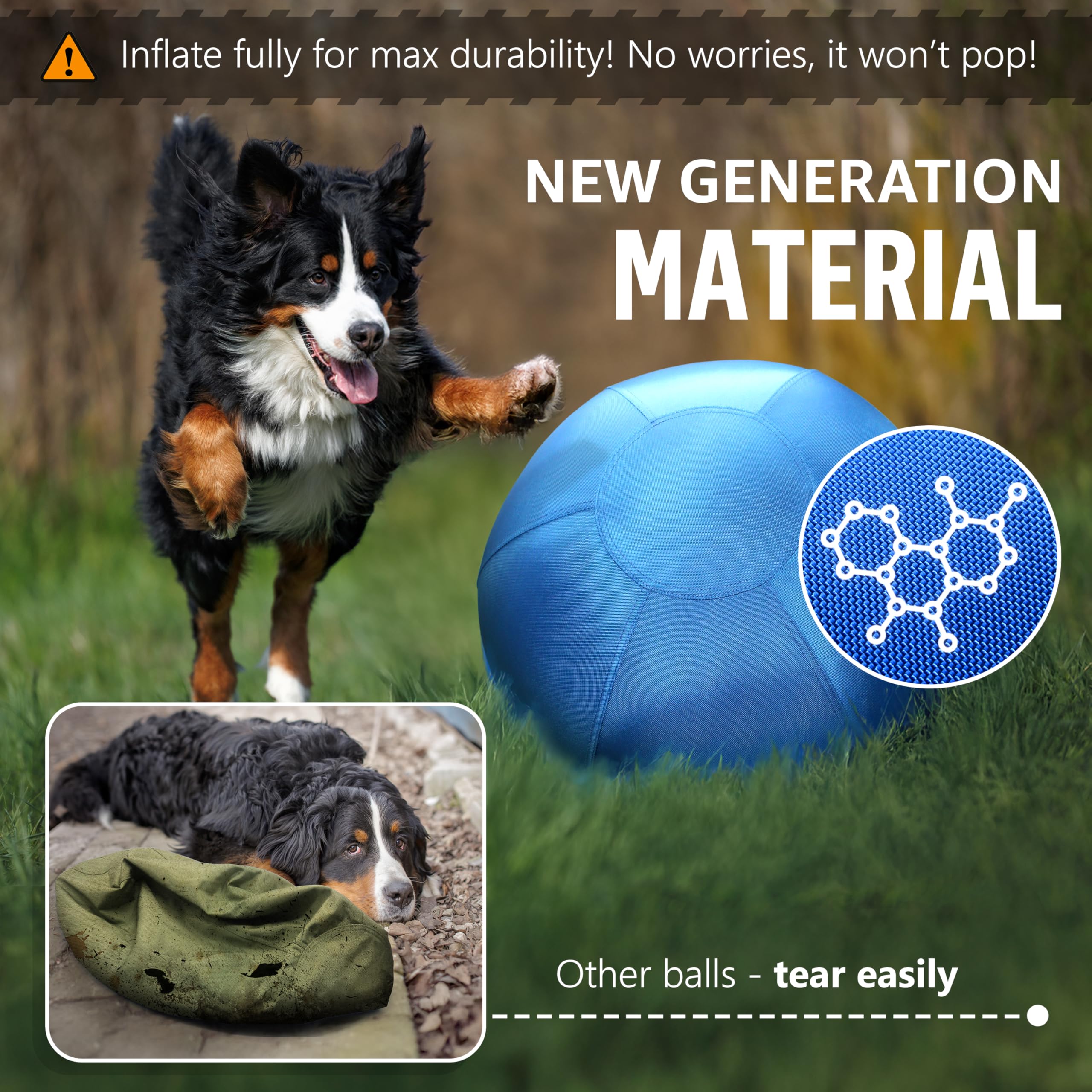 Herding Ball For Dogs And Horses - 25    Giant Ball For Dogs Australian Shepherd Chewers Collie - Collieball Herding Toy - Azure
