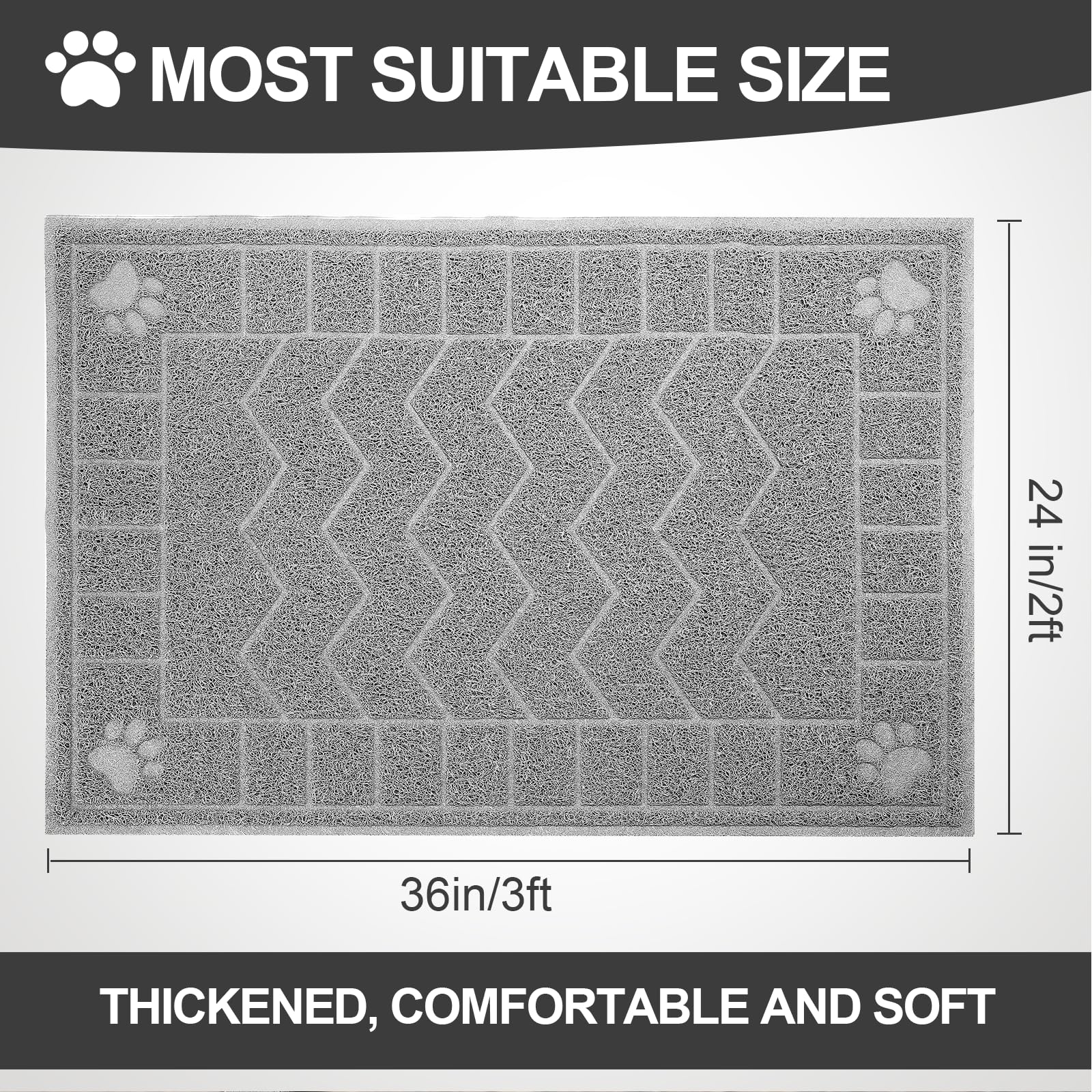 Motsamla Cat Litter Mat, Litter Trapping Mat Soft on Kitty Paws, 35  x 24  Kitten Litter Box Mat for Cleaner Floors, Waterproof,