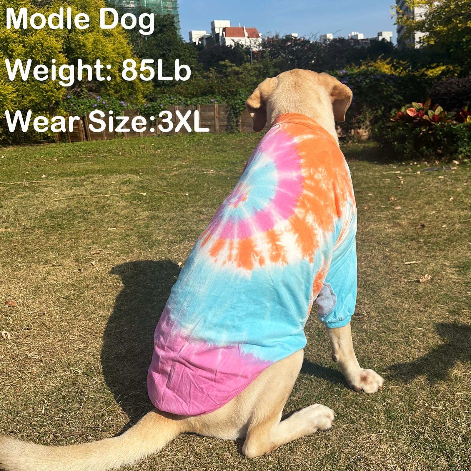 PriPre Dog Cotton Colorful Pink Orange T-Shirts Soft and Stretchy Dog Shirt Pajamas Pets Clothes for Extra Large Dogs(3XL PinkOr