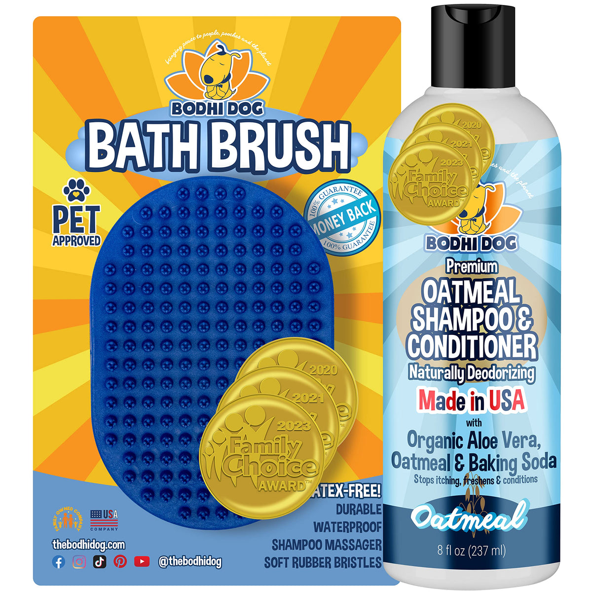 Bodhi Dog Shampoo Brush, Grooming Shampoo Brush For Pets, Short Hair Dog Scrubber, Blue, 2 Count