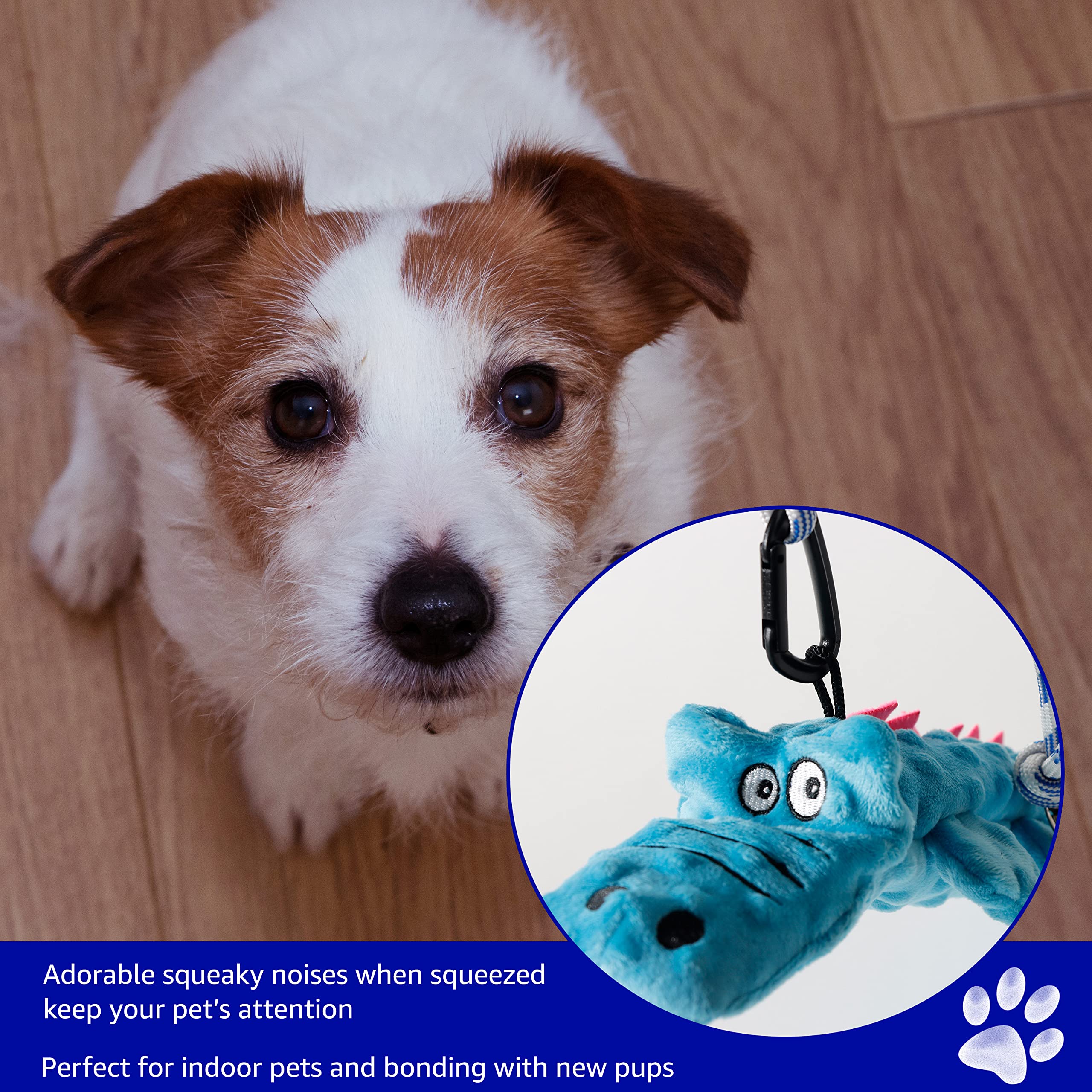 Pet Fit For Life Dog Wand Toy - 31" Extra Long Pole, Plush Alligator, Blue, Soft Foam Handle for Tug of War & Interactive Fun
