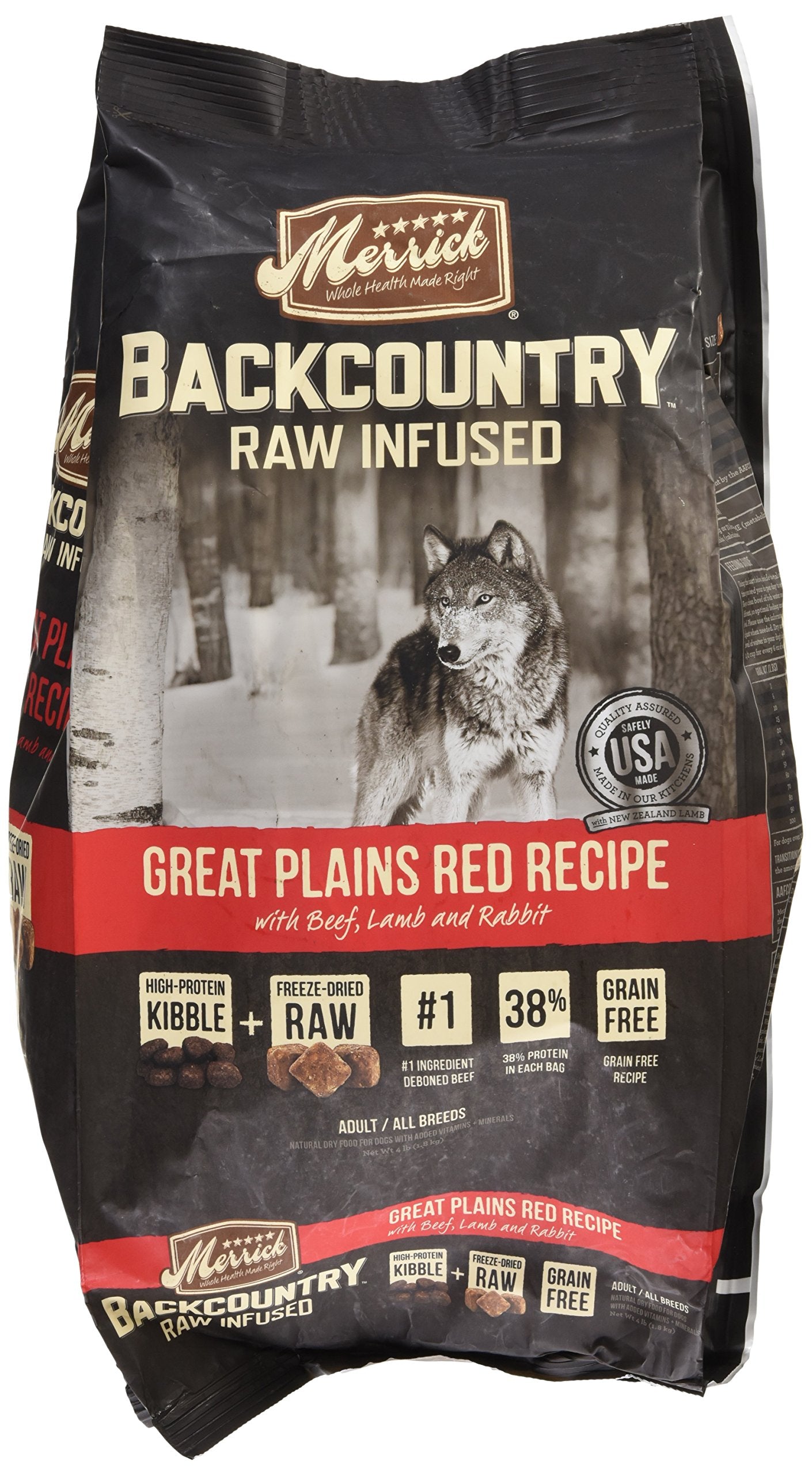 Merrick Backcountry Grain Free Dry Dog Food, 4 lb, Model 37011