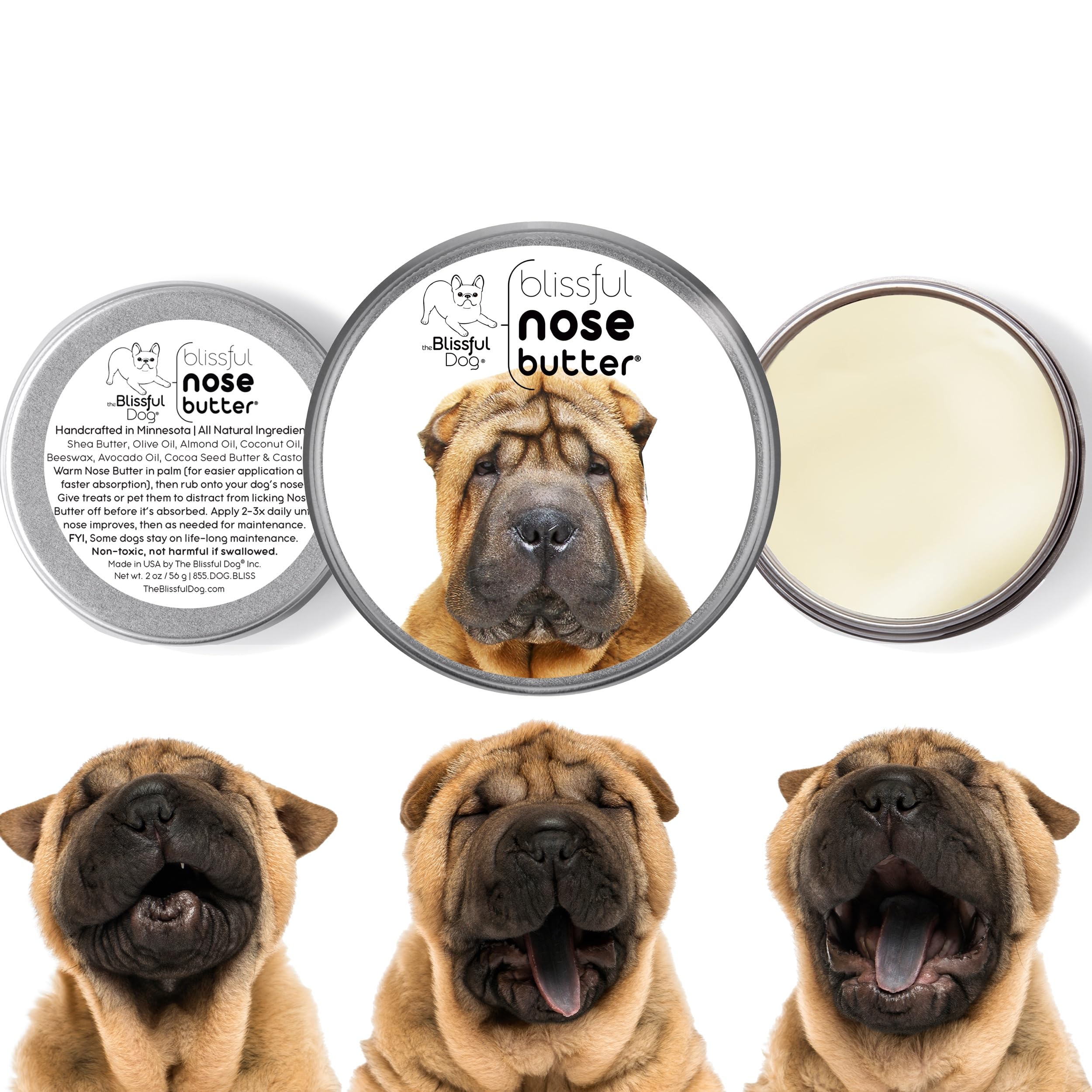 The Blissful Dog Chinese Shar-Pei Nose Butter, Versatile Dog Nose Balm for Dry Nose, Handcrafted Nose Moisturizer, Easy-to-Apply