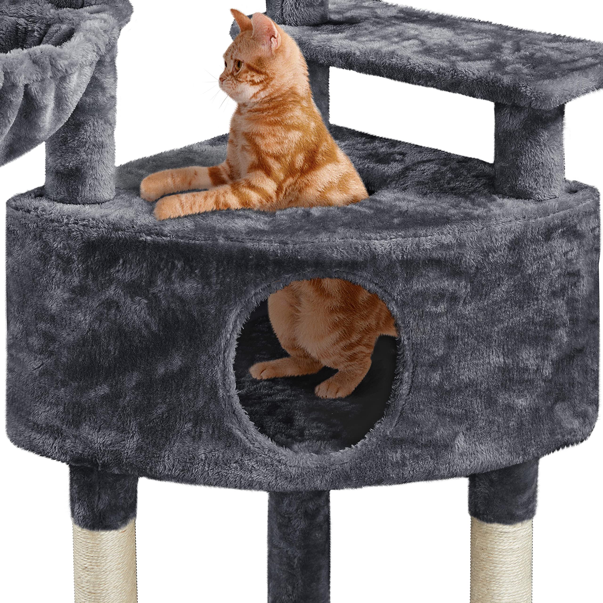 Yaheetech 46In Cat Tree For Indoor Cats, Cat Tower With Spacious Condos, Scratching Posts & Large Top Plush Perch, Cat Stand Hou