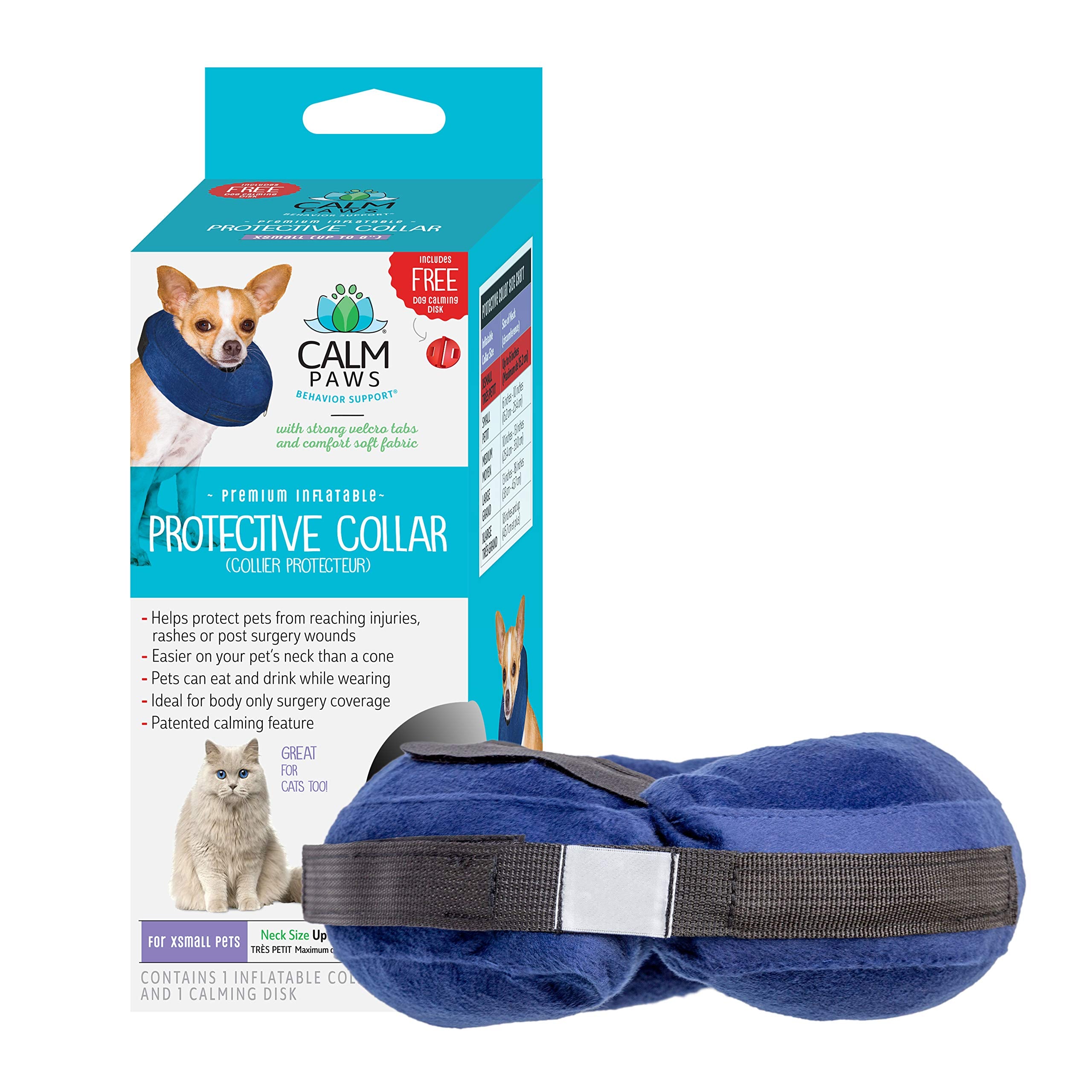 Calm Paws Behavior Support Protective Inflatable Collar w/Dog Calming Disc