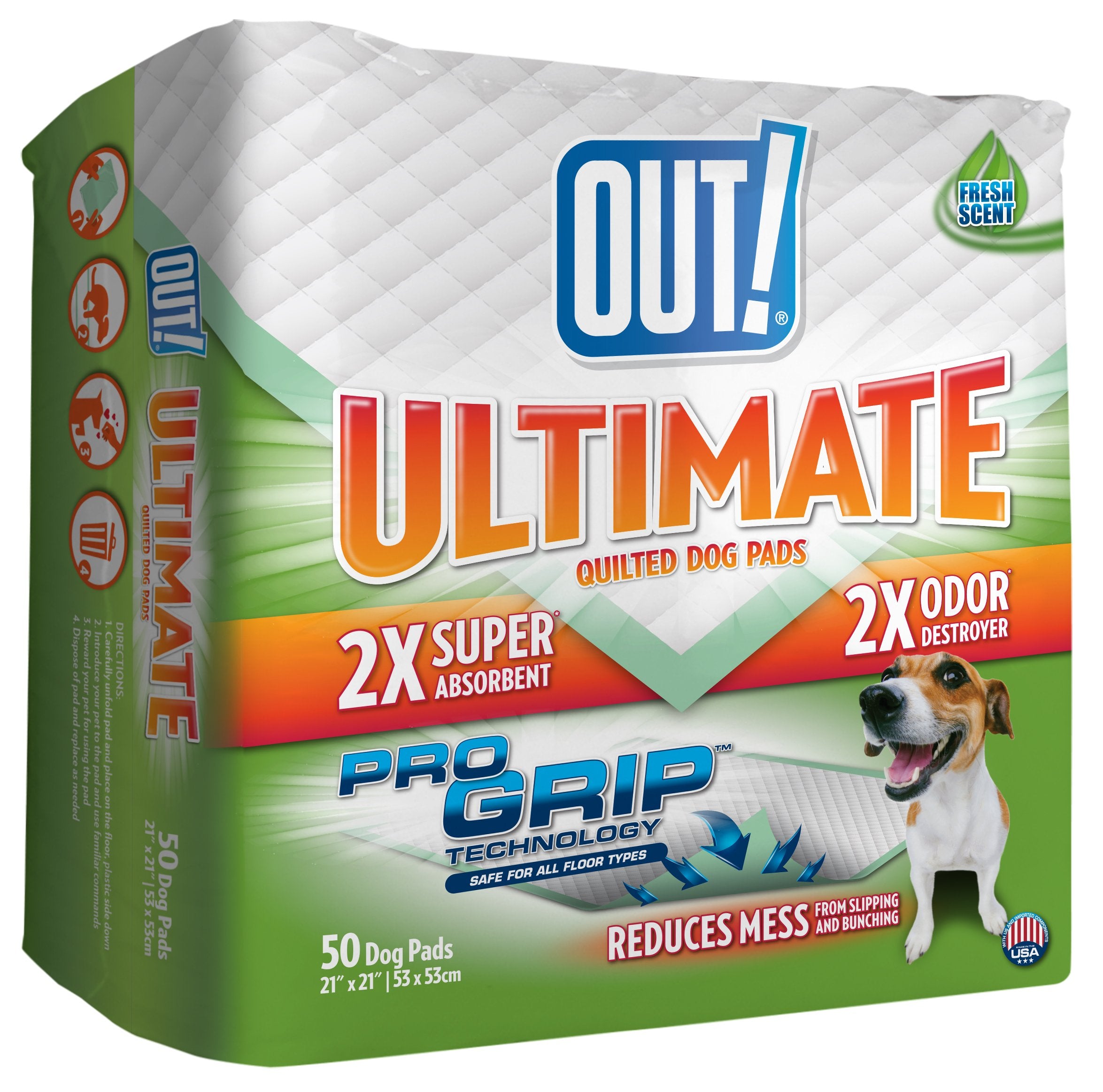 OUT! Ultimate Pro-Grip Dog and Puppy Pads, Regular - 50-Count
