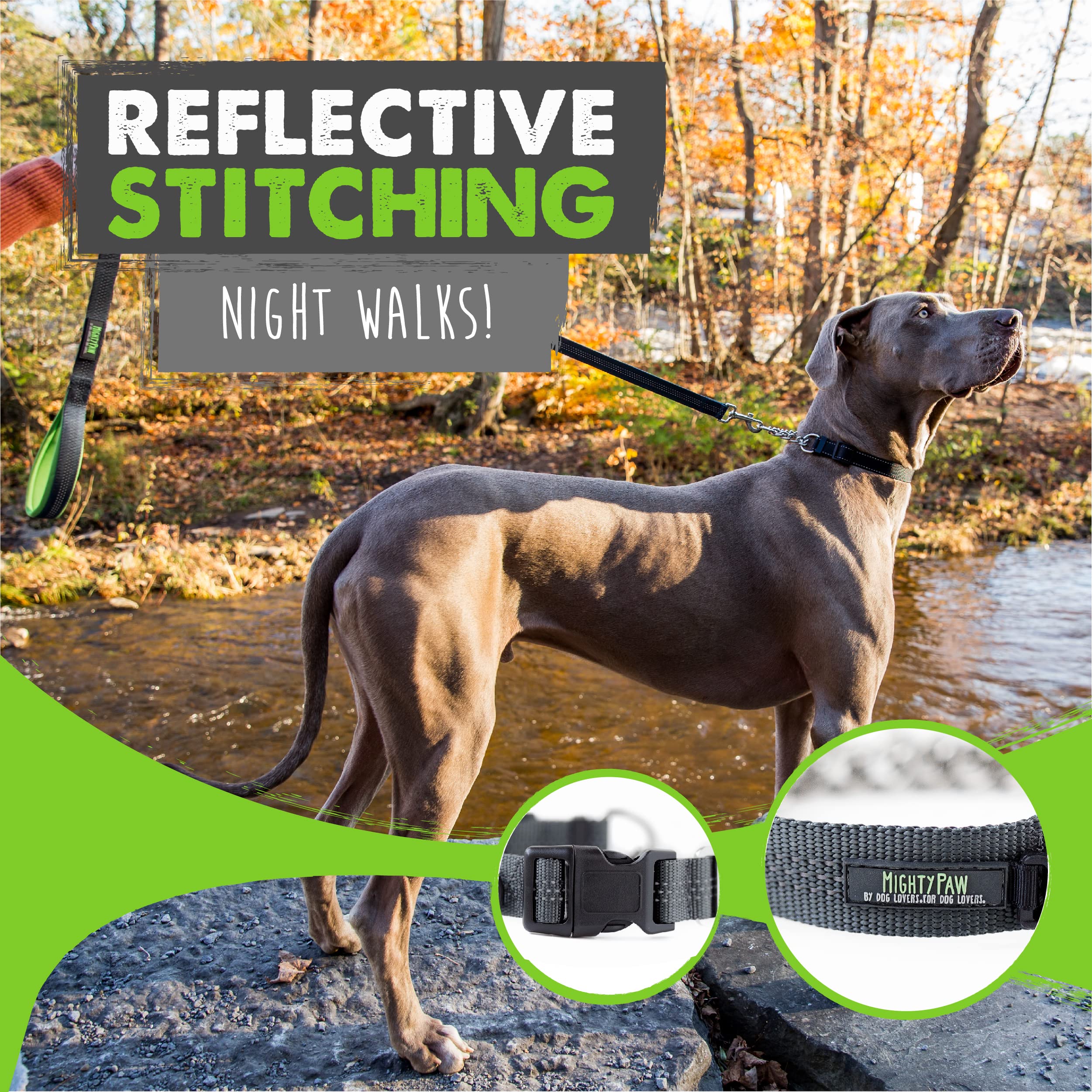 Mighty Paw Martingale Dog Collar 2.0 | Trainer Approved Limited Slip Collar With Stainless Steel Chain & Heavy Duty Buckle - Modified Cinch Collar For Gentle & Effective Pet Training - Small, Grey