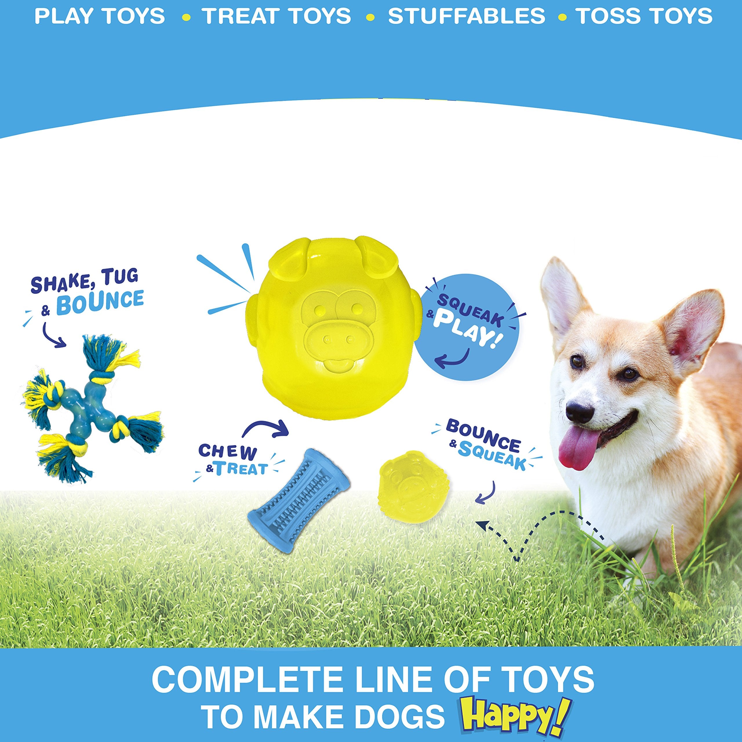 Happy Dog Fling & Fetch Diamond Bent Bone Toy For Dogs