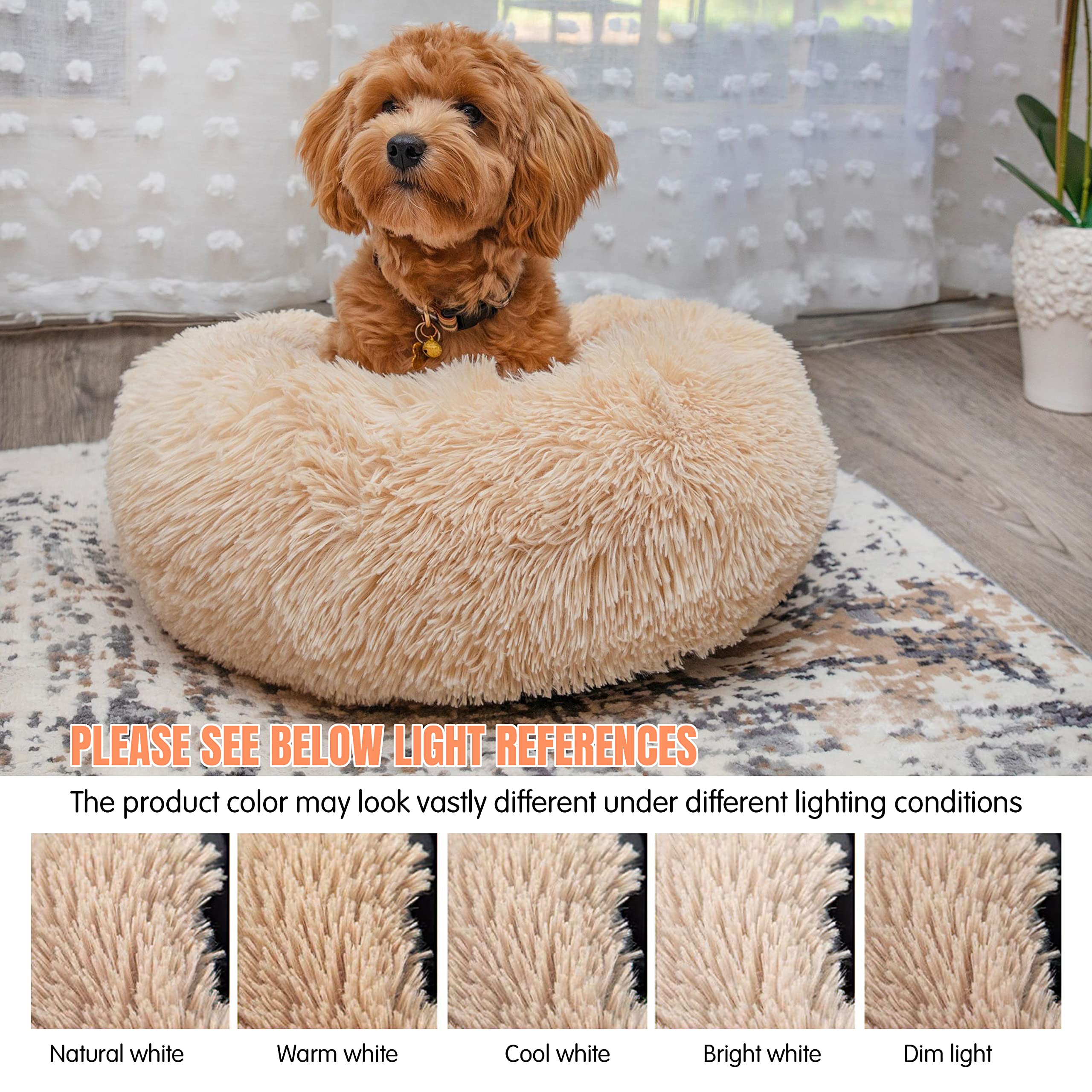 Calmingbedforsmallmediumlargedogsanti-Anxietypuppy Machinewashablewarmingcozysoftpetroundbedfitsupto10-100Lbs (Small (Pack Of 1)
