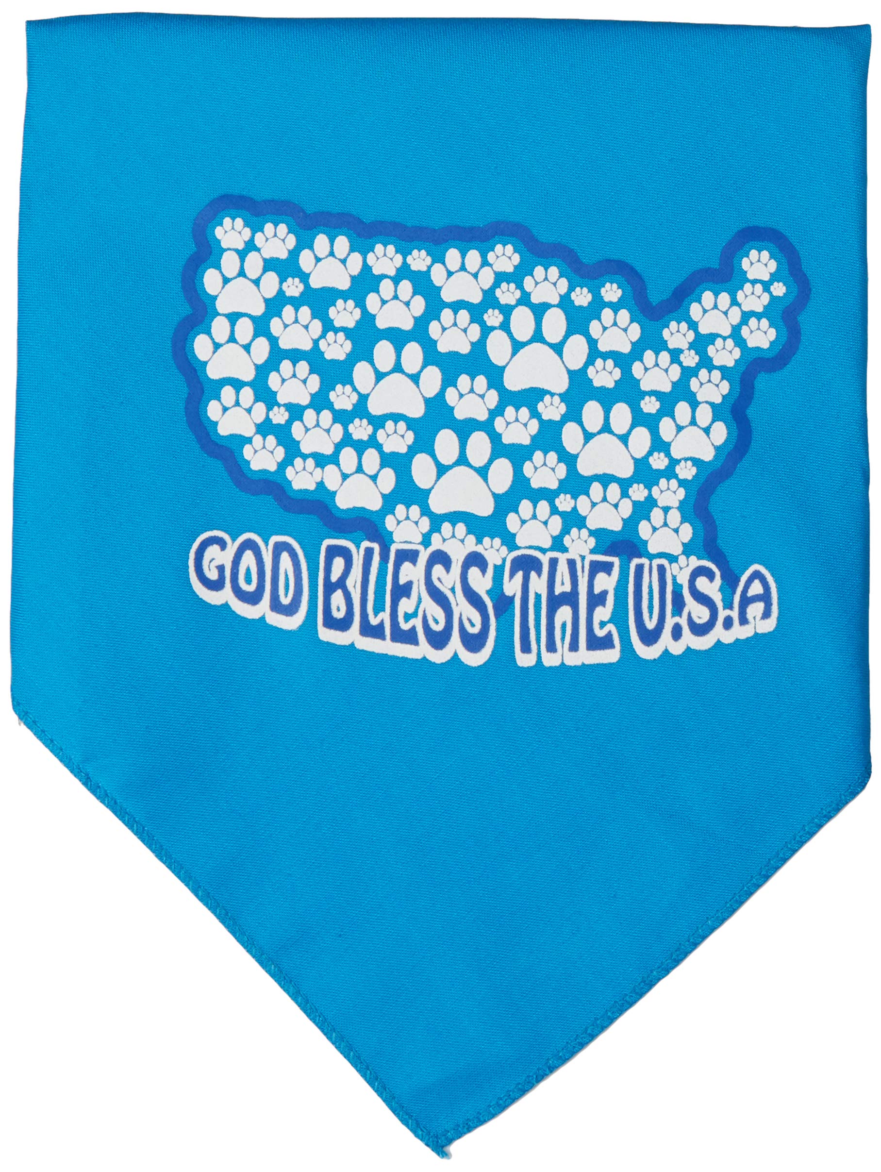 Pet and Dog Bandana Screen Printed, &quot;God Bless The USA&quot; Turquoise Large