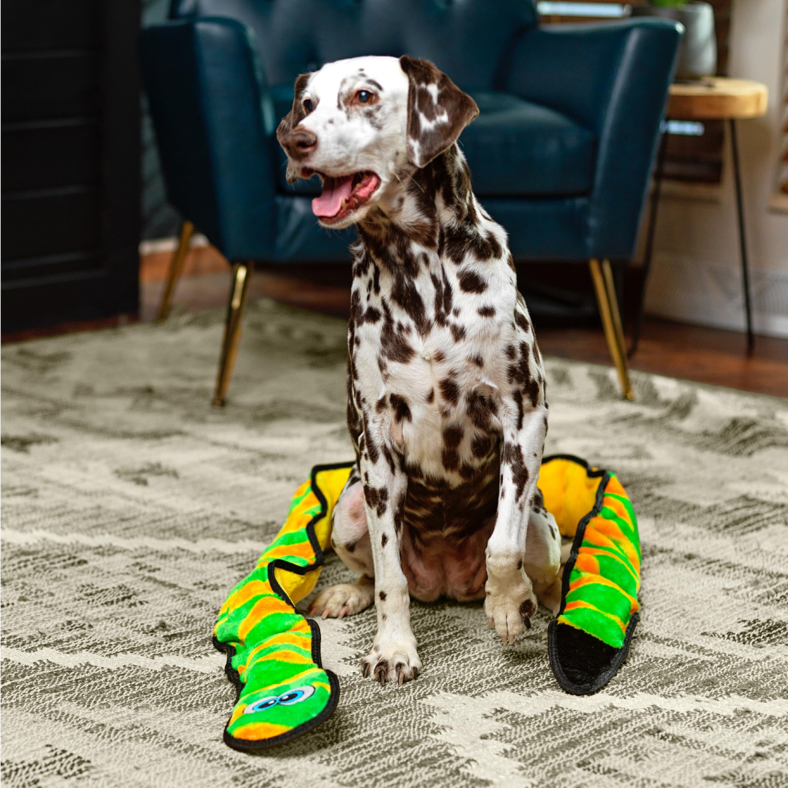 Outward Hound Durablez Tough Plush Squeaky Dog Toy, Snake, Green, Xxl