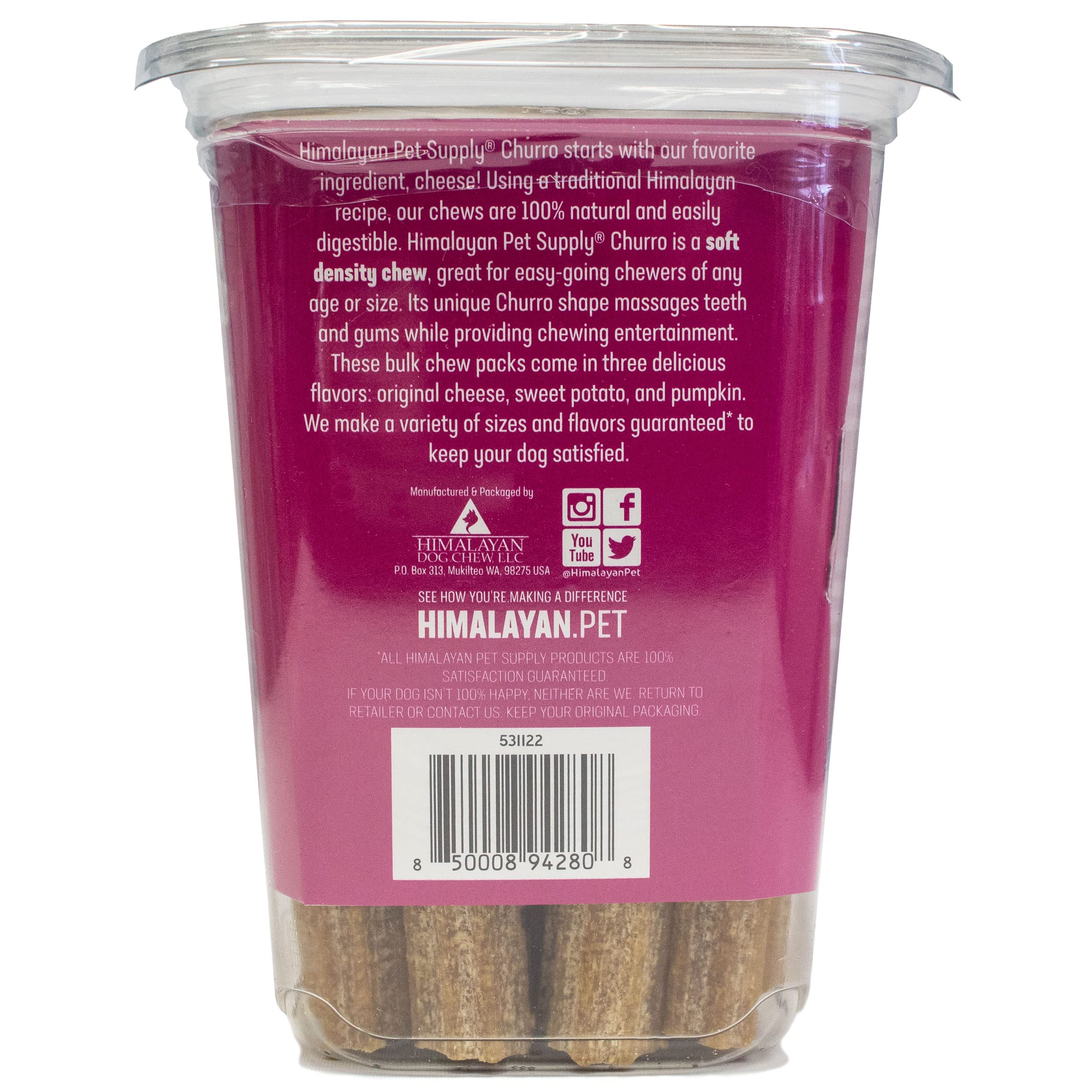 CHURRO Himalayan Cheese Treat Tub | Sweet Potato Churro | Lactose Free - Gluten Free - Grain Free | USA Made | for All Breeds |