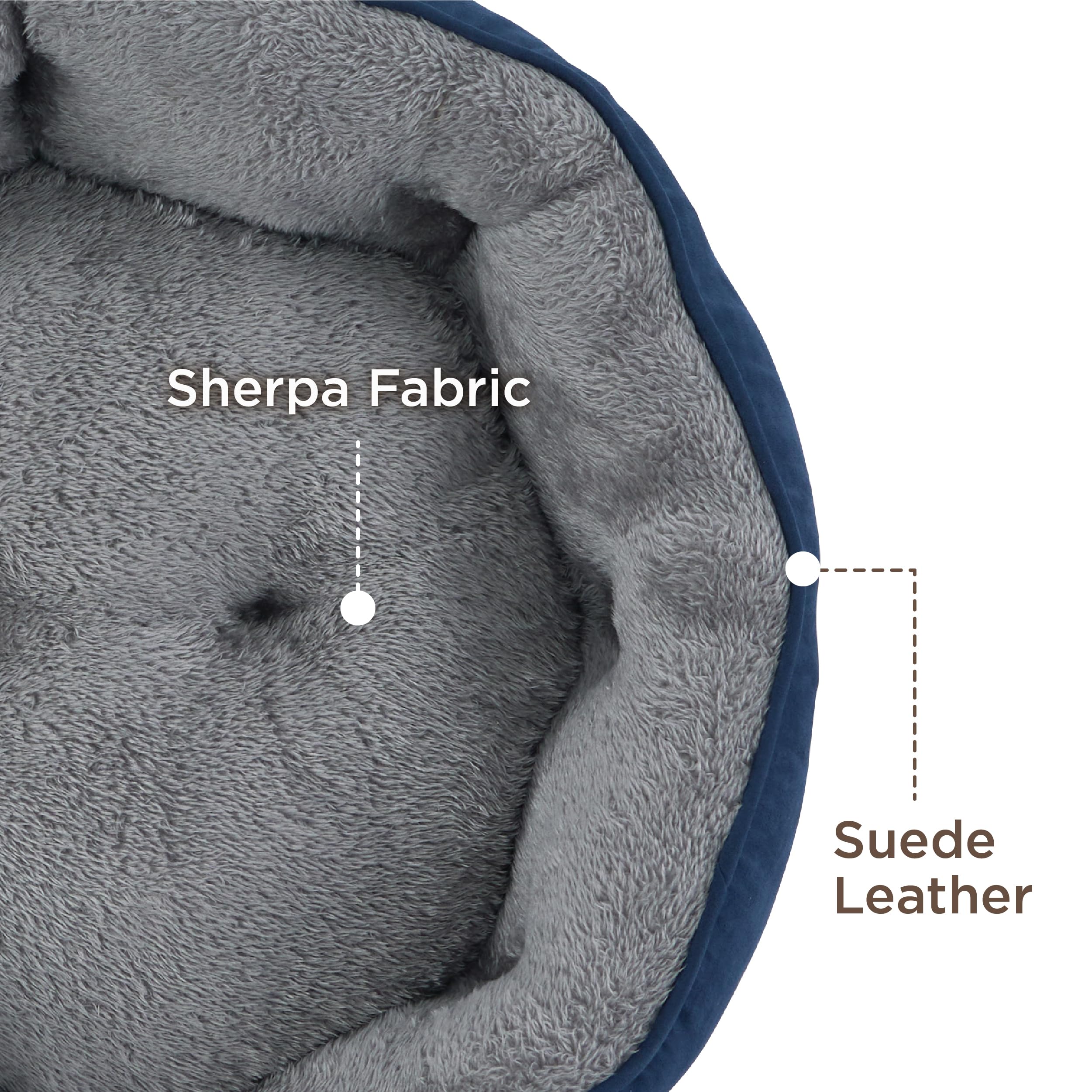 Bedsure Dog Beds For Small Dogs - Round Cat Beds For Indoor Cats, Washable Pet Bed For Puppy And Kitten With Slip-Resistant Bottom, 20 Inches, Navy